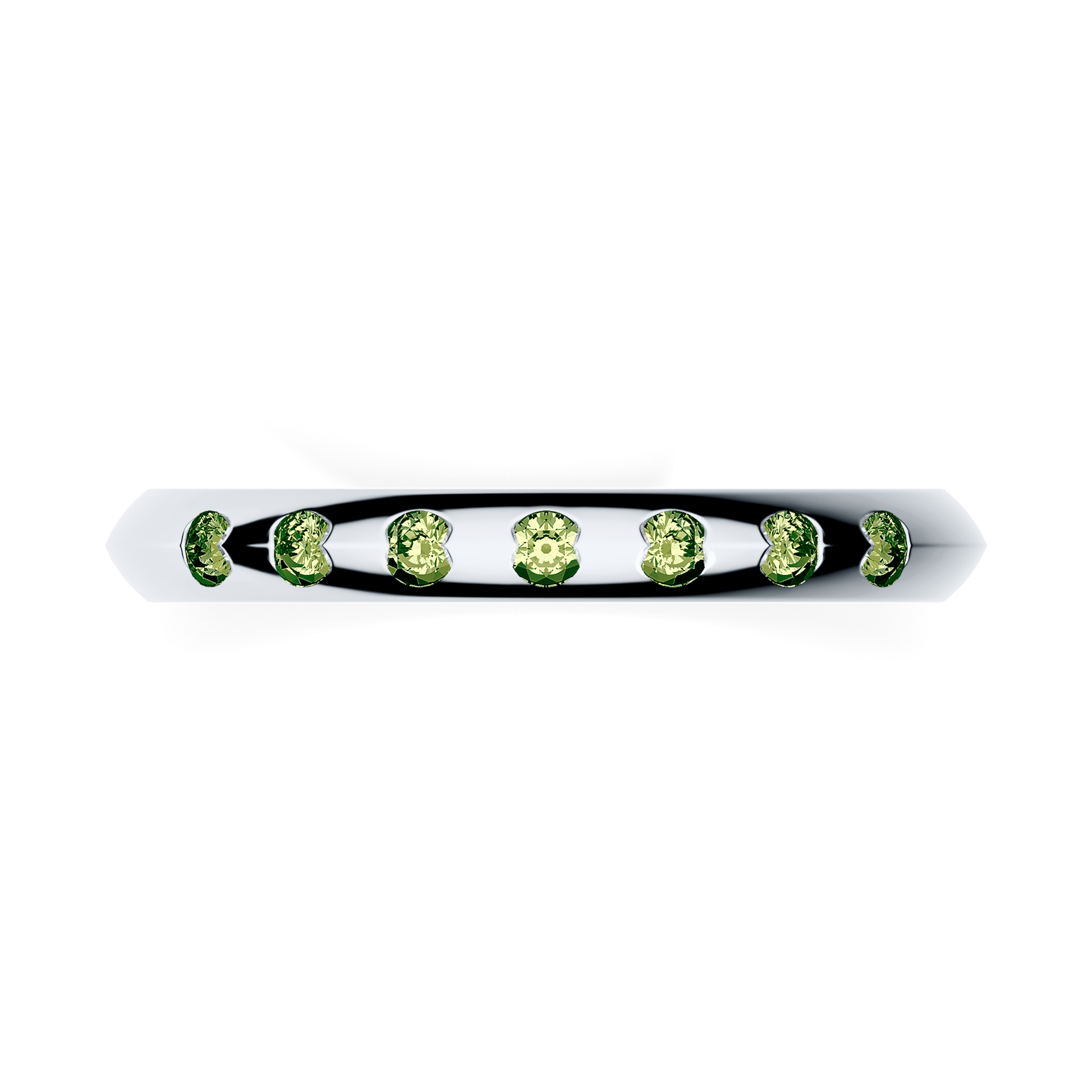 Obraczka z diamentami baby biale zloto diament lab zielony jasny 7szt 03