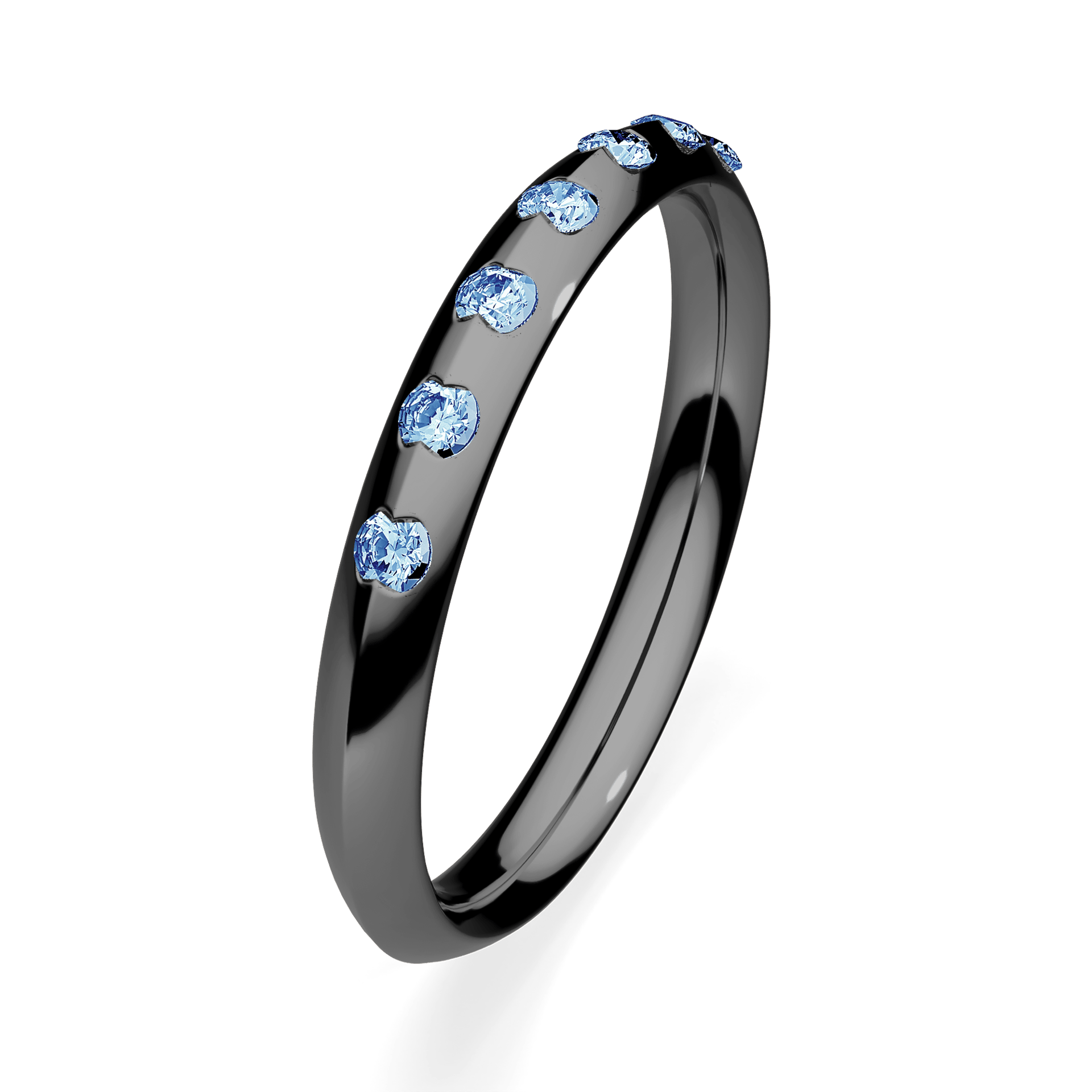 Obrączka z diamentami Baby z czarnego złota 2,5mm z niebieskim diamentem laboratoryjnym