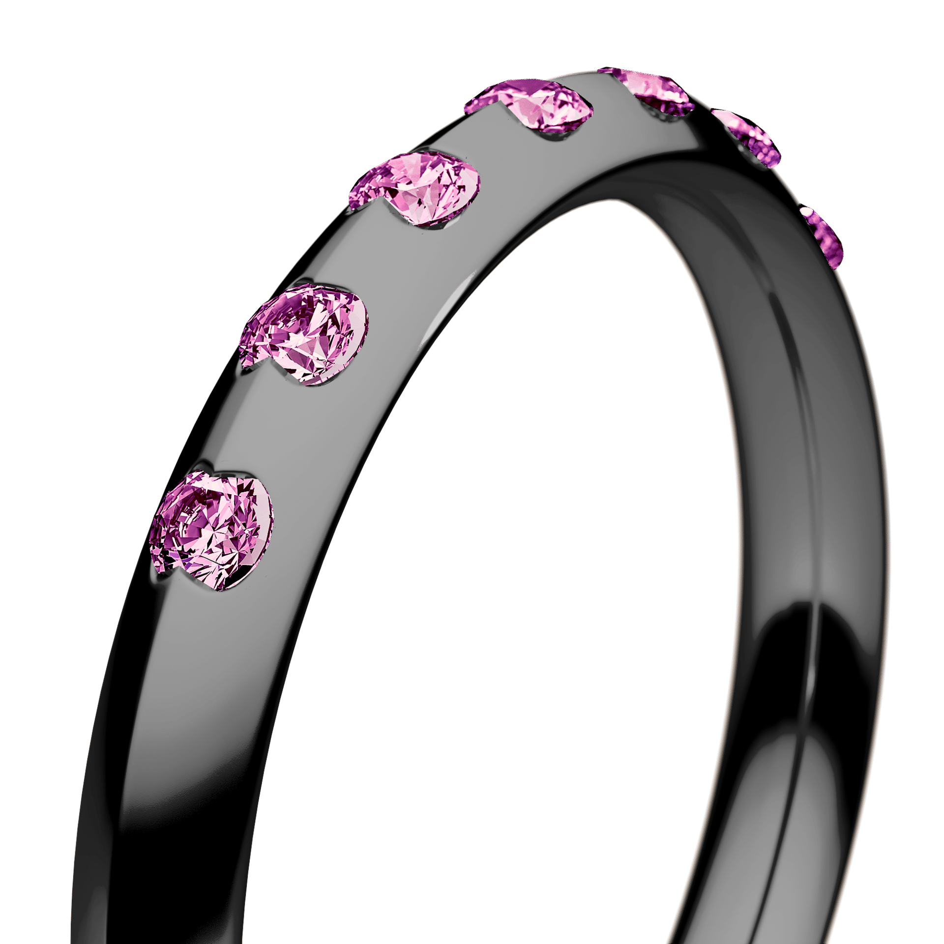 Obrączka z diamentami Baby z czarnego złota 2,5mm z różowym diamentem laboratoryjnym