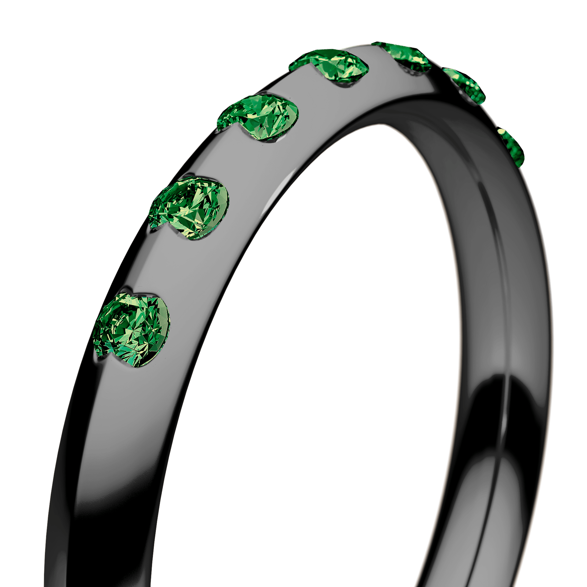 Obrączka z diamentami Baby z czarnego złota 2,5mm z ciemnym zielonym diamentem laboratoryjnym
