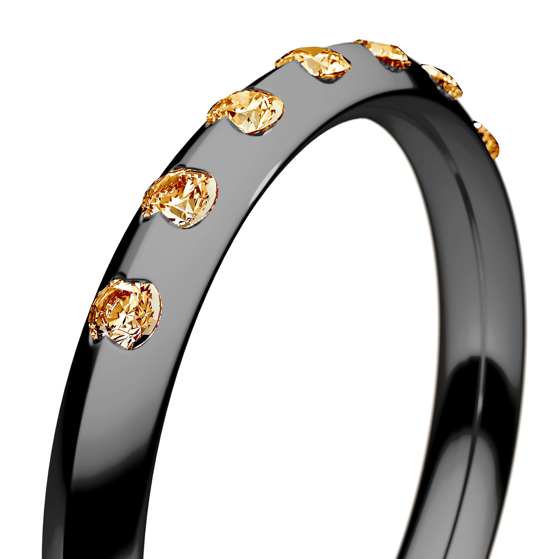 Obrączka z diamentami Baby z czarnego złota 2,5mm z żółtym diamentem laboratoryjnym