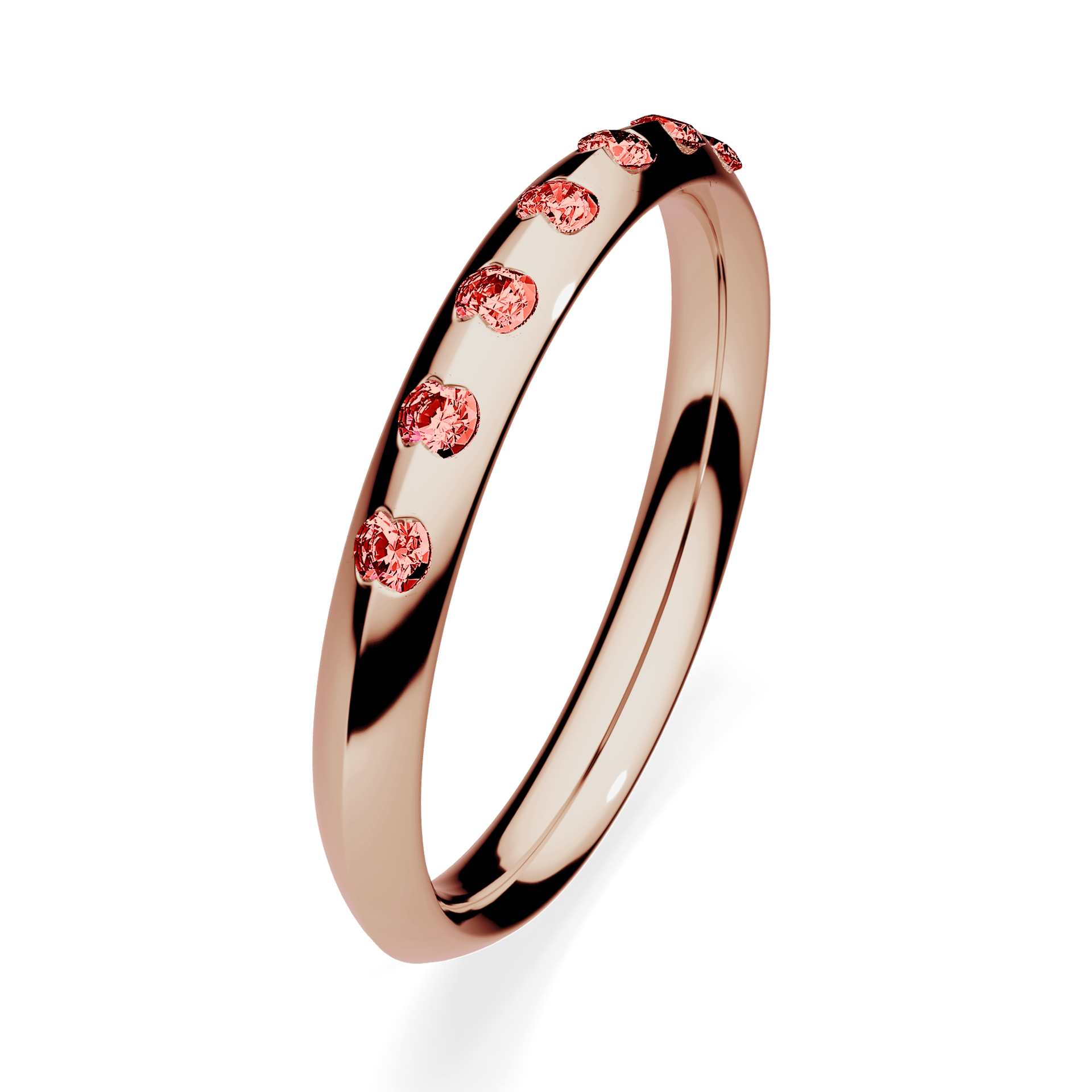 Obrączka z diamentami Baby z różowego złota 2,5mm z czerwonym diamentem laboratoryjnym