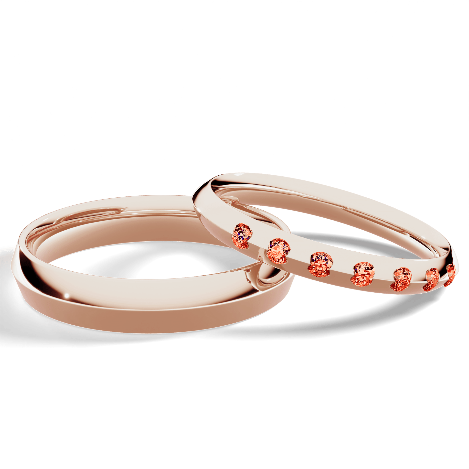 Obrączka z diamentami Baby z różowego złota 2,5mm z czerwonym diamentem laboratoryjnym