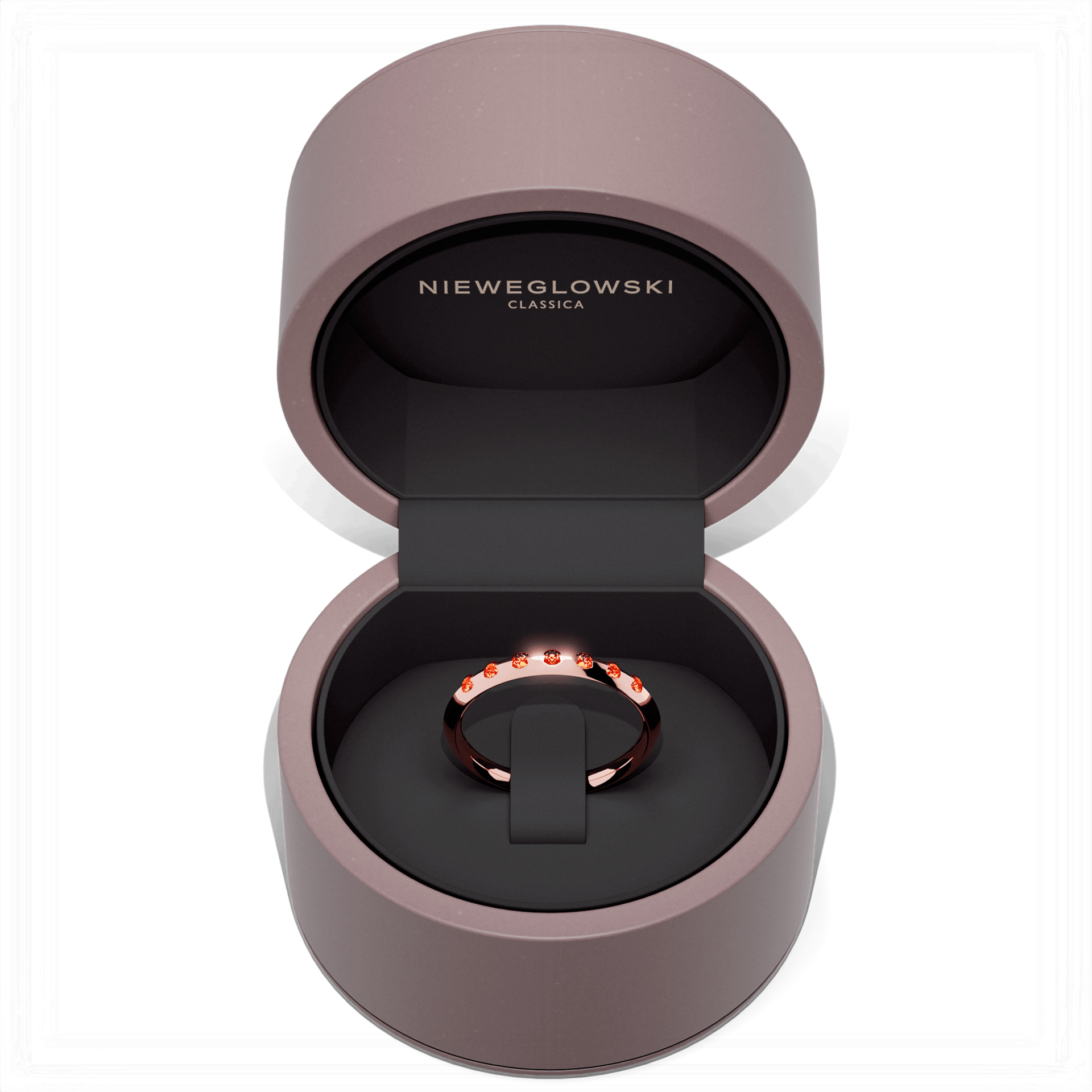 Obraczka z diamentami baby rozowe zloto diament lab czerwony 7szt 05