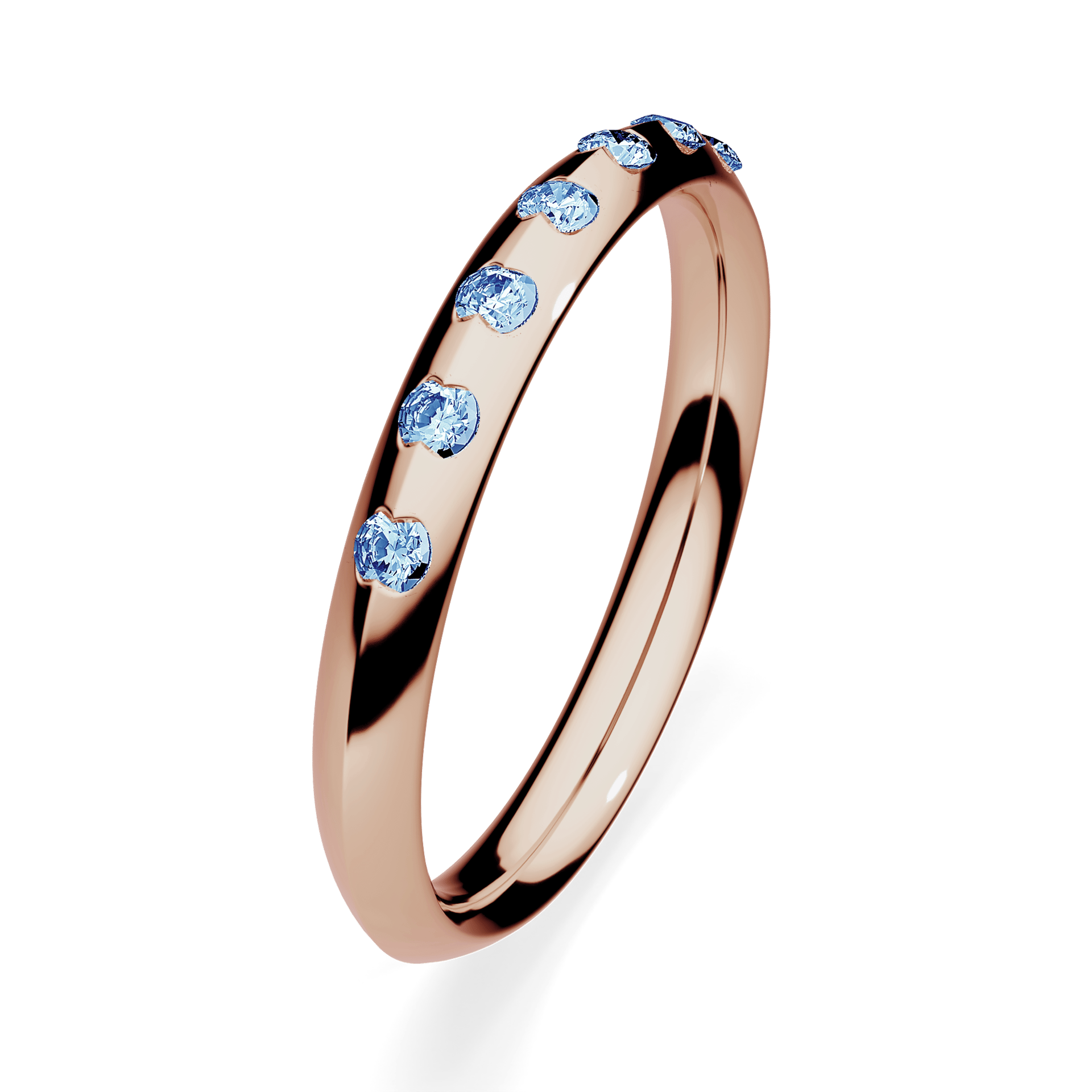 Obrączka z diamentami Baby z różowego złota 2,5mm z niebieskim diamentem laboratoryjnym