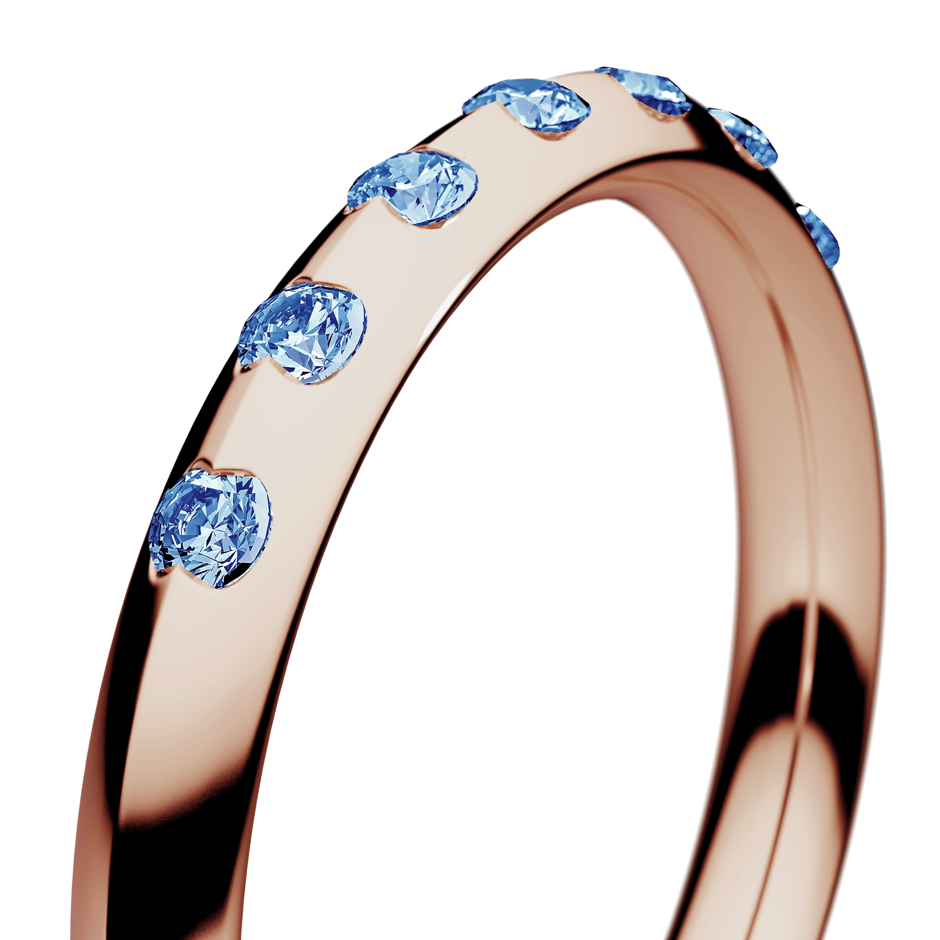 Obrączka z diamentami Baby z różowego złota 2,5mm z niebieskim diamentem laboratoryjnym