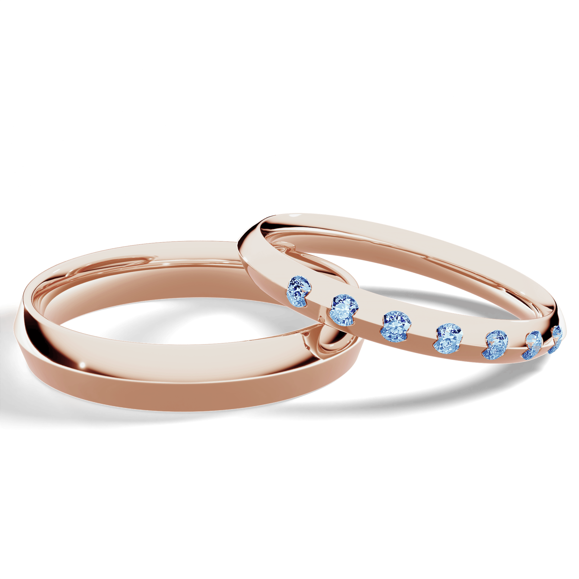 Obrączka z diamentami Baby z różowego złota 2,5mm z niebieskim diamentem laboratoryjnym