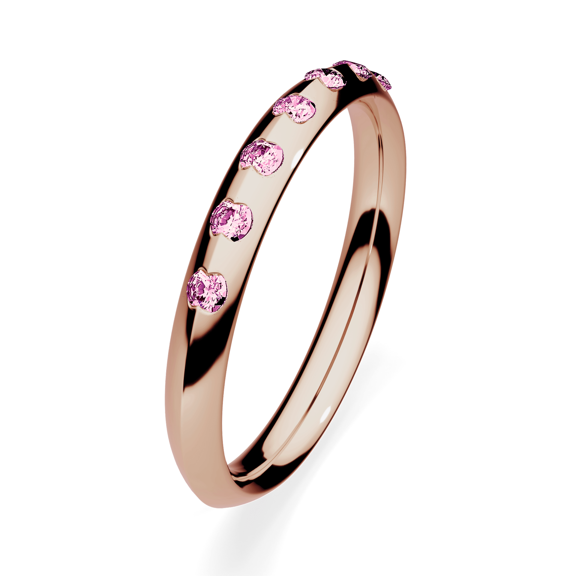 Obrączka z diamentami Baby z różowego złota 2,5mm z różowym diamentem laboratoryjnym