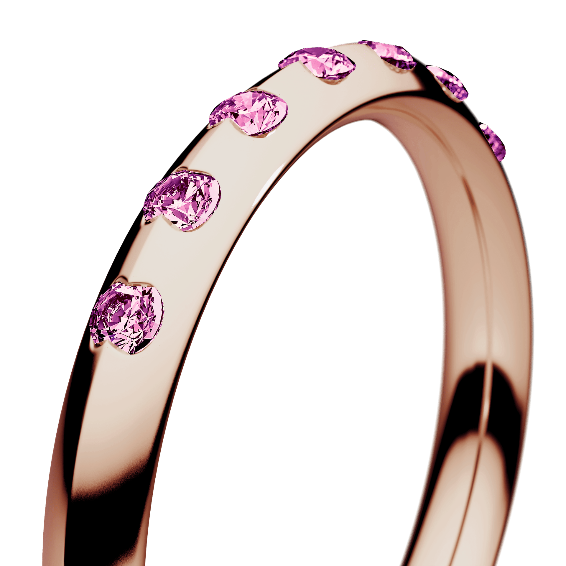 Obrączka z diamentami Baby z różowego złota 2,5mm z różowym diamentem laboratoryjnym