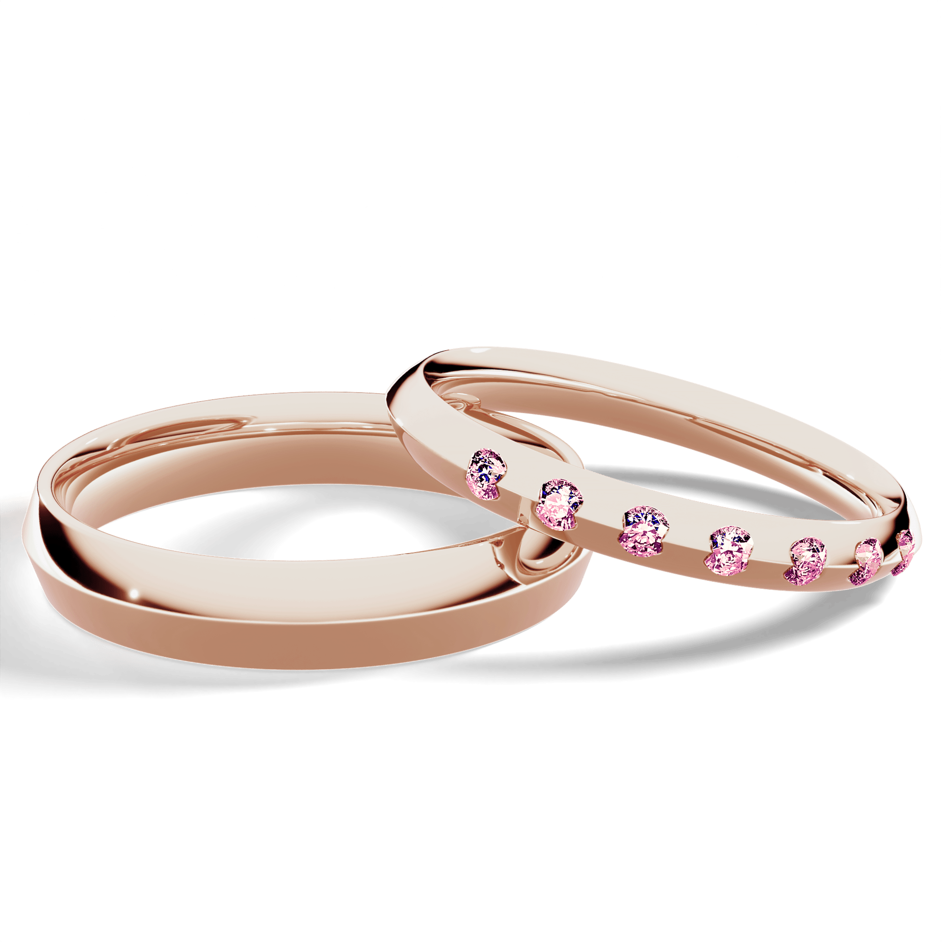 Obrączka z diamentami Baby z różowego złota 2,5mm z różowym diamentem laboratoryjnym