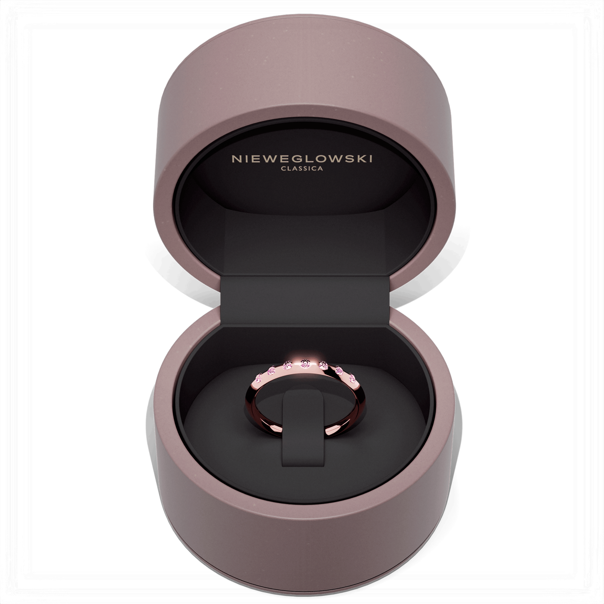 Obraczka z diamentami baby rozowe zloto diament lab rozowy 7szt 05