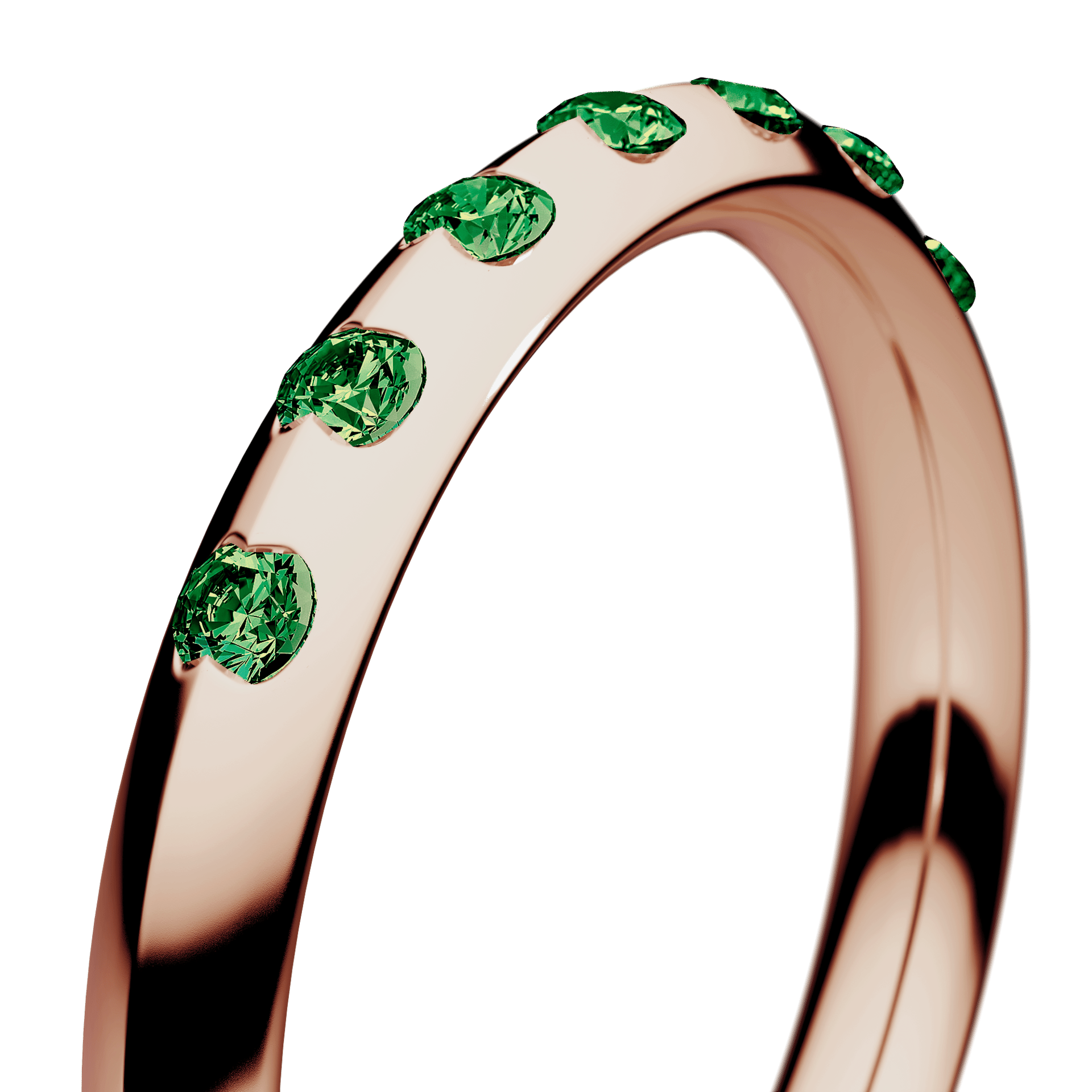 Obrączka z diamentami Baby z różowego złota 2,5mm z ciemnym zielonym diamentem laboratoryjnym