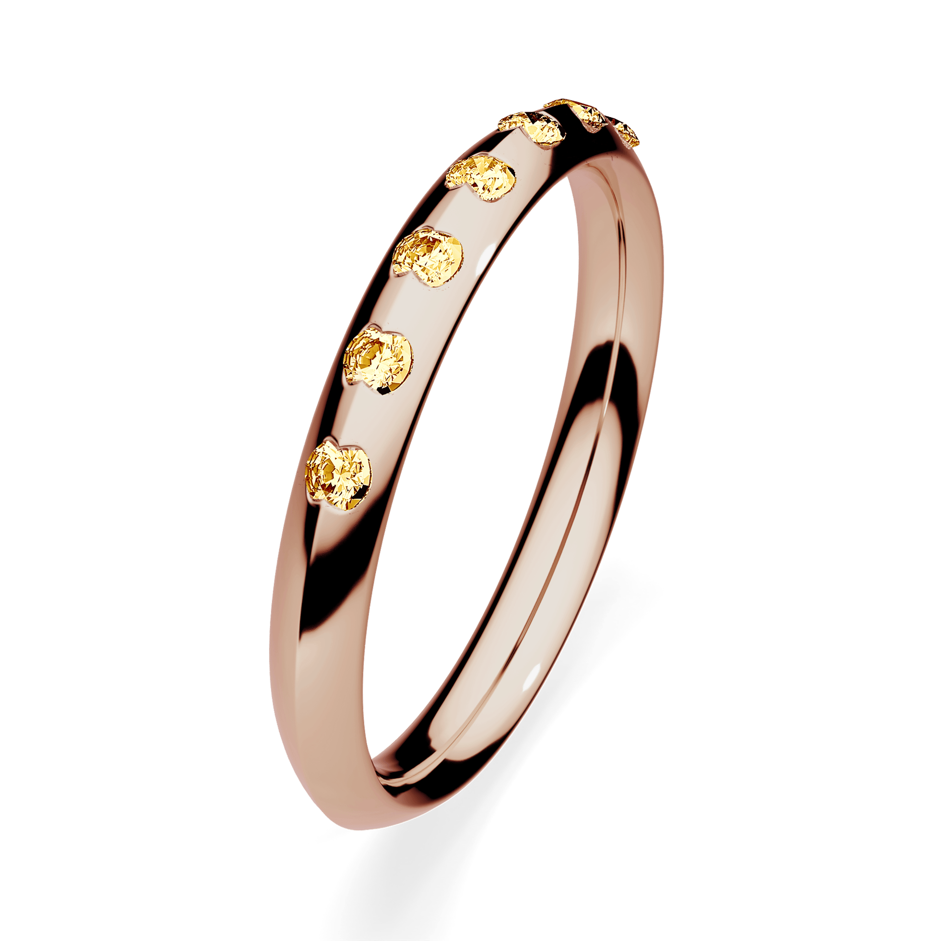 Obrączka z diamentami Baby z różowego złota 2,5mm z żółtym diamentem laboratoryjnym