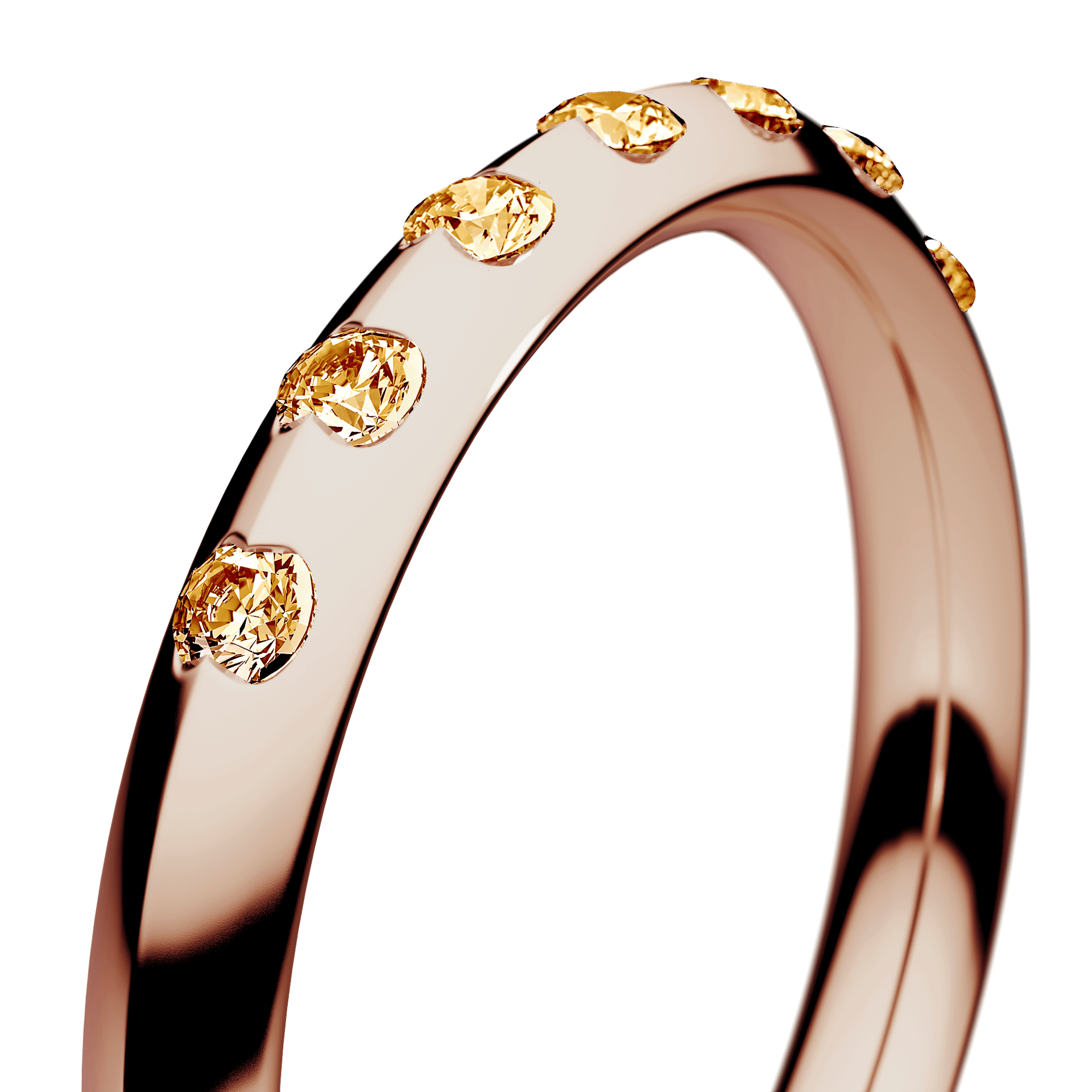 Obrączka z diamentami Baby z różowego złota 2,5mm z żółtym diamentem laboratoryjnym