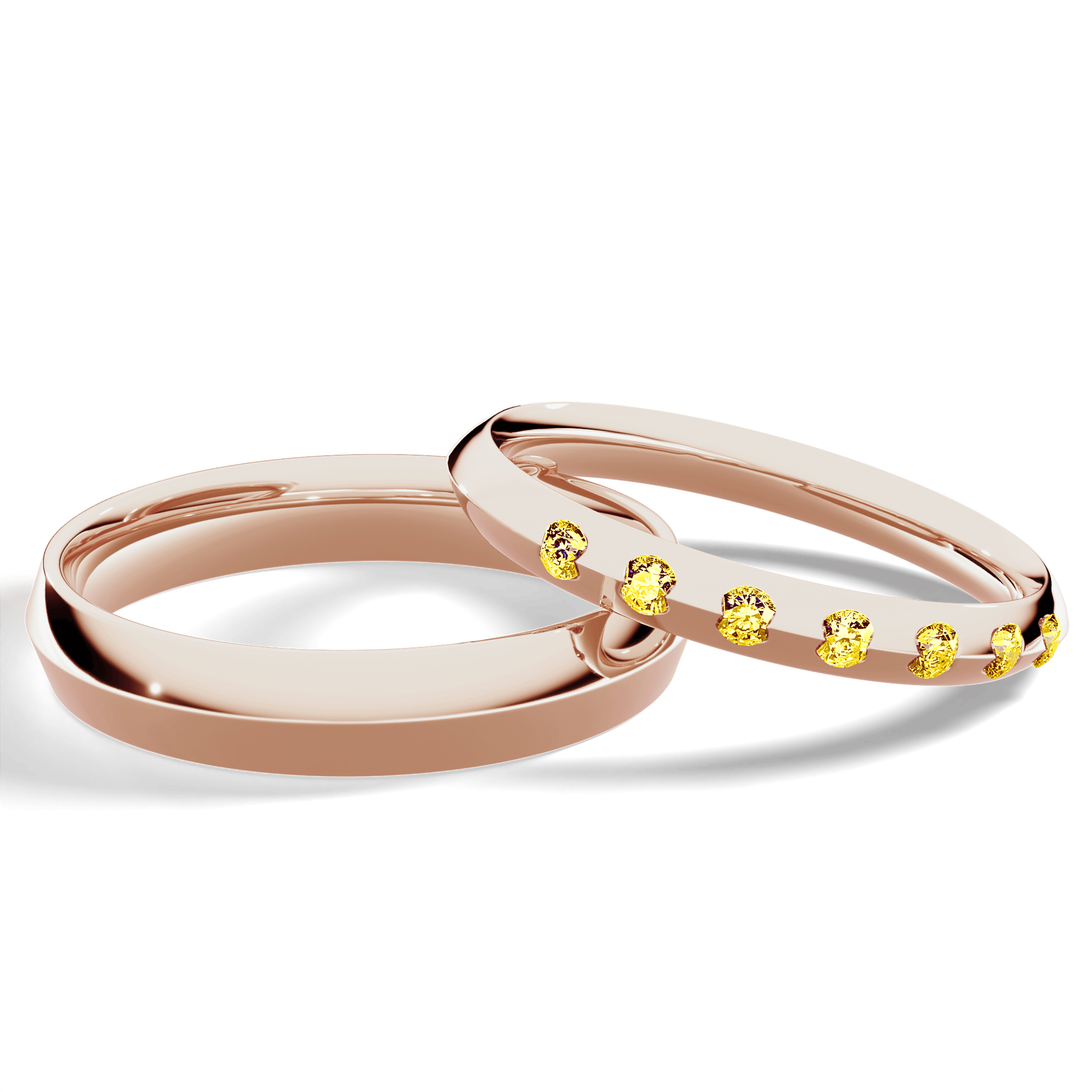 Obrączka z diamentami Baby z różowego złota 2,5mm z żółtym diamentem laboratoryjnym