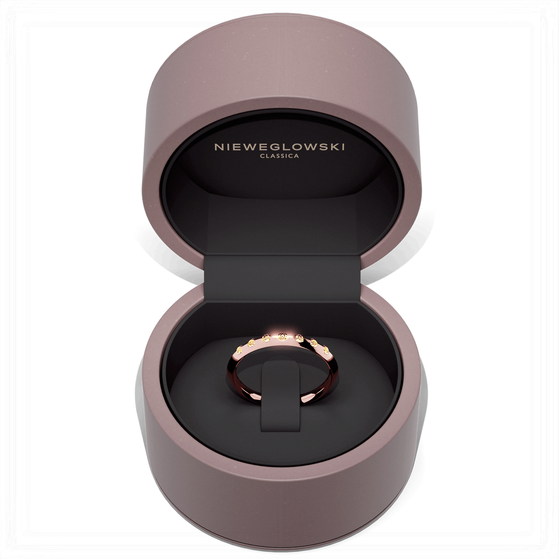 Obraczka z diamentami baby rozowe zloto diament lab zolty 7szt 05