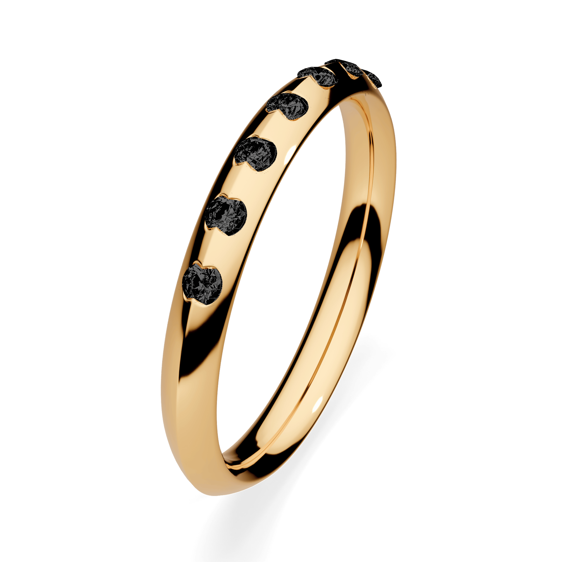 Obrączka z diamentami Baby z żółtego złota 2,5mm z czarnym diamentem laboratoryjnym