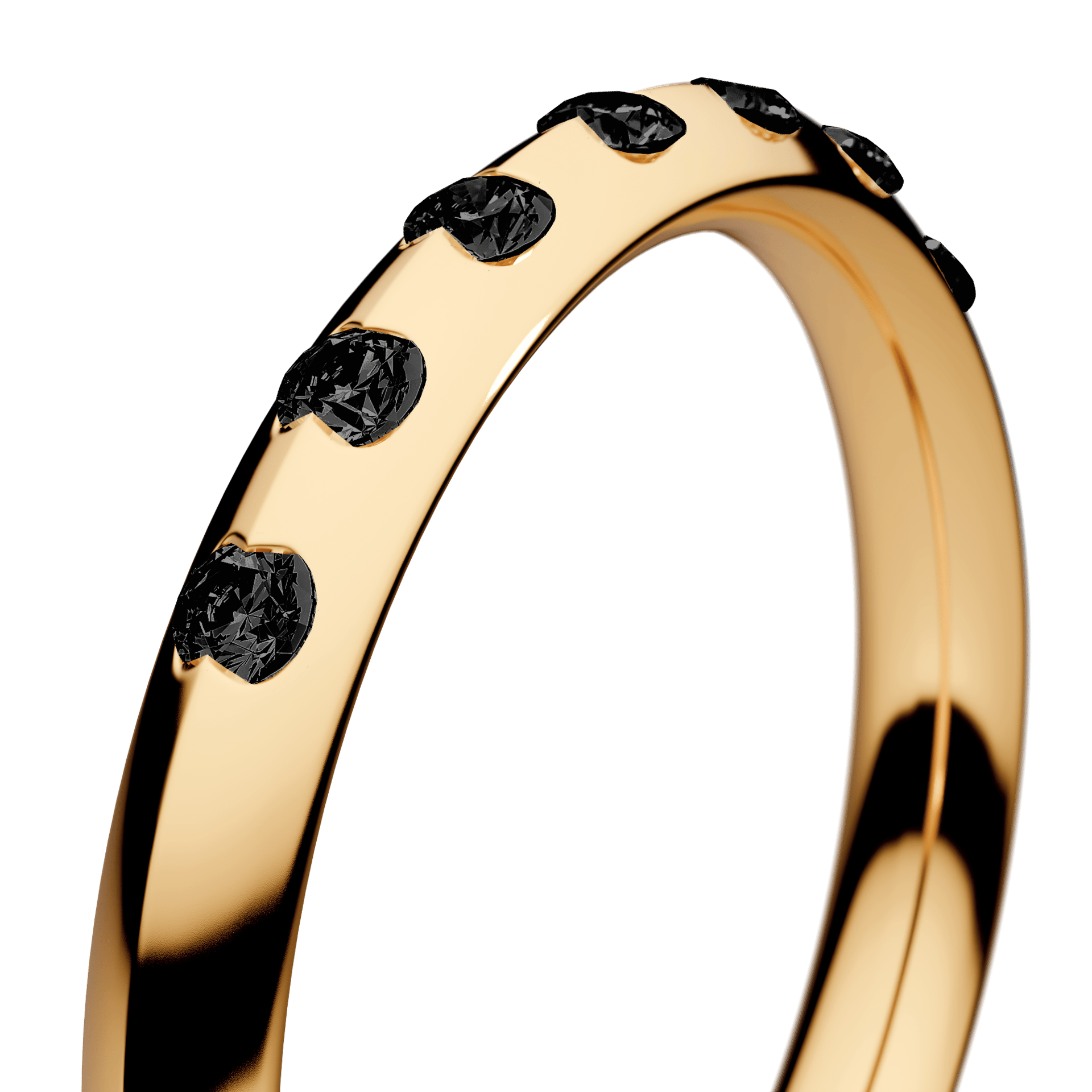 Obrączka z diamentami Baby z żółtego złota 2,5mm z czarnym diamentem laboratoryjnym