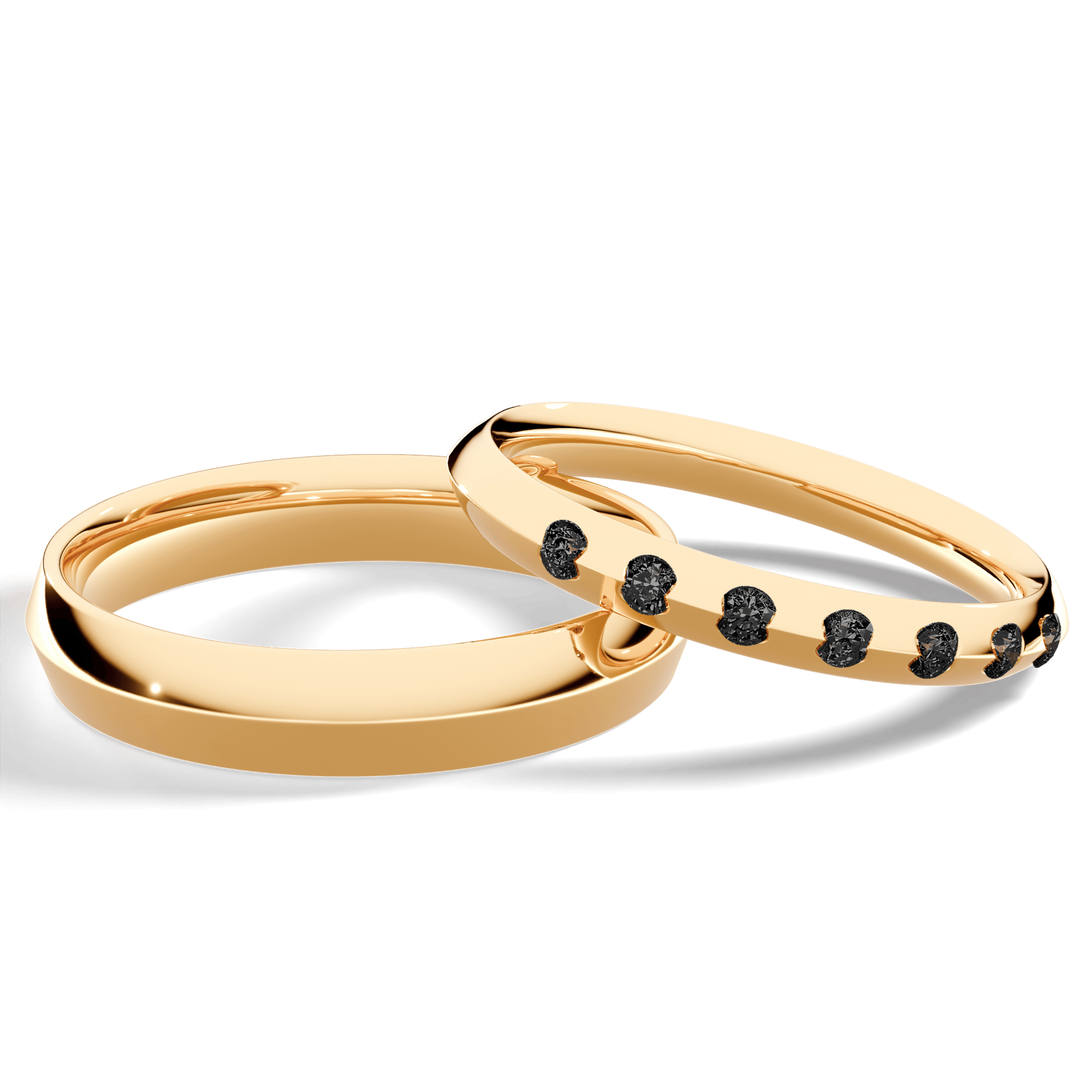 Obrączka z diamentami Baby z żółtego złota 2,5mm z czarnym diamentem laboratoryjnym