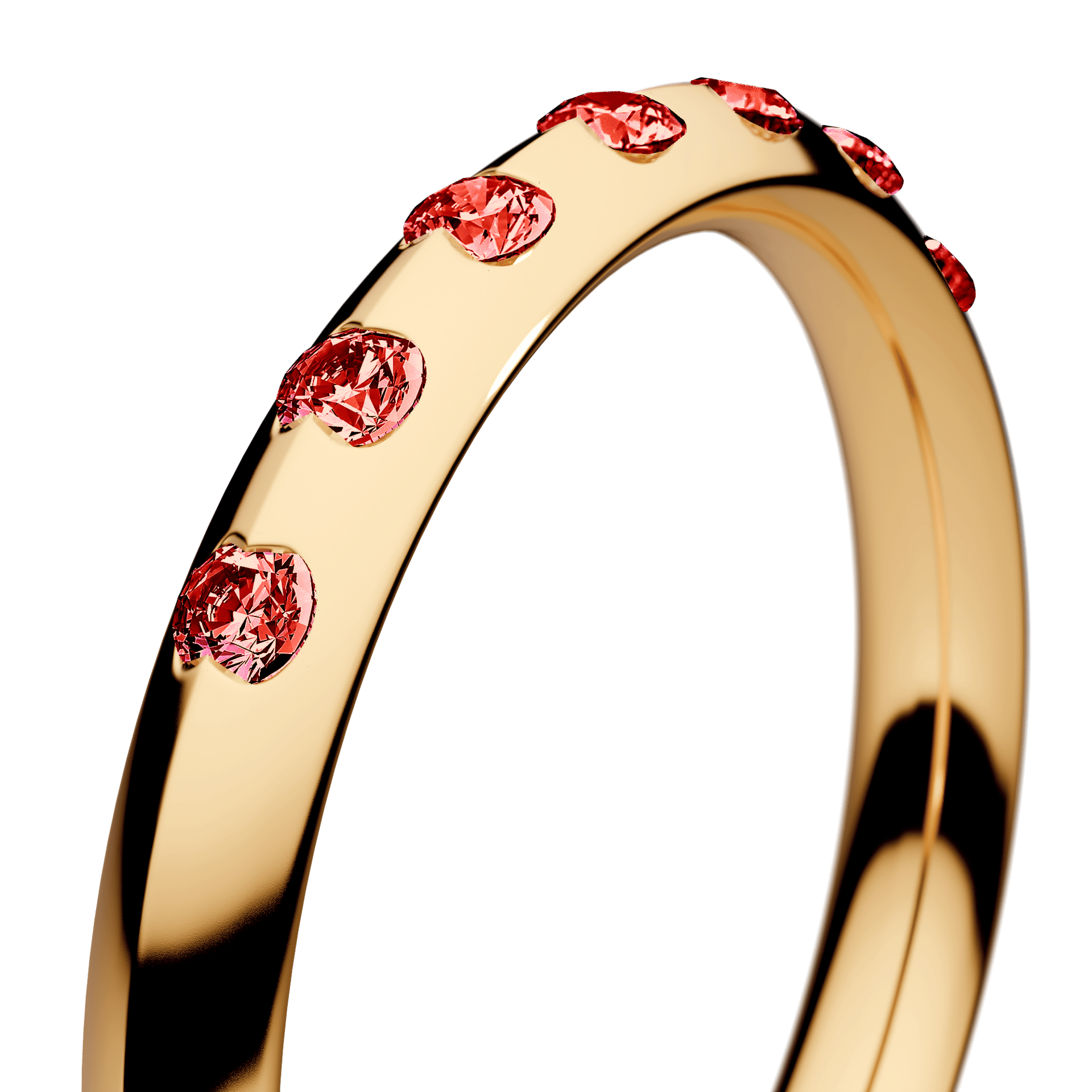 Obrączka z diamentami Baby z żółtego złota 2,5mm z czerwonym diamentem laboratoryjnym