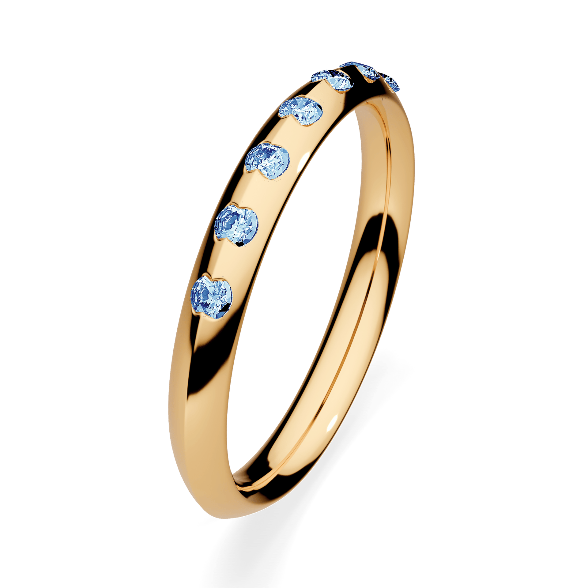 Obrączka z diamentami Baby z żółtego złota 2,5mm z niebieskim diamentem laboratoryjnym