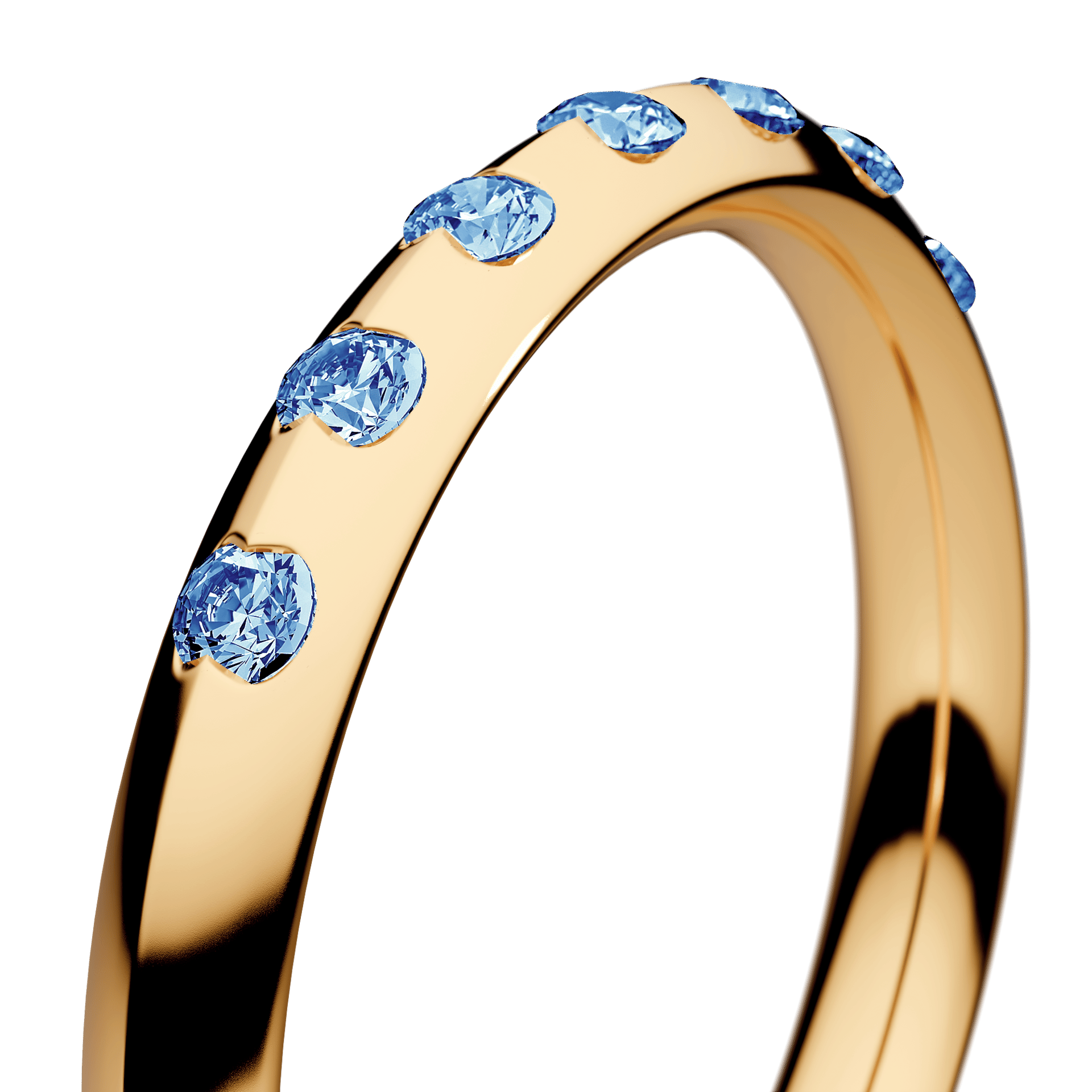 Obrączka z diamentami Baby z żółtego złota 2,5mm z niebieskim diamentem laboratoryjnym