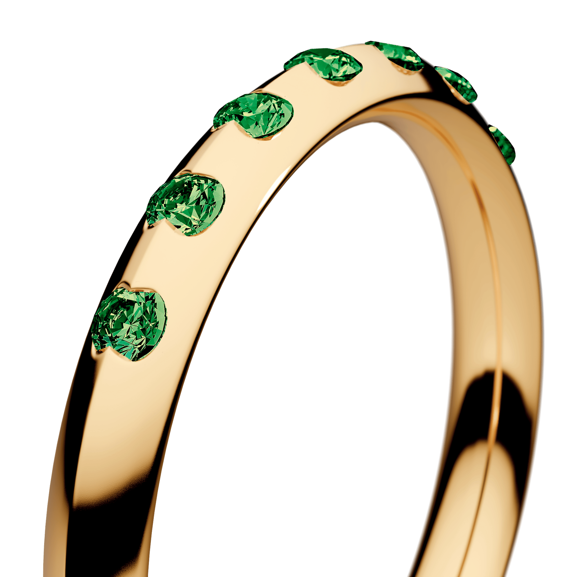 Obrączka z diamentami Baby z żółtego złota 2,5mm z ciemnym zielonym diamentem laboratoryjnym