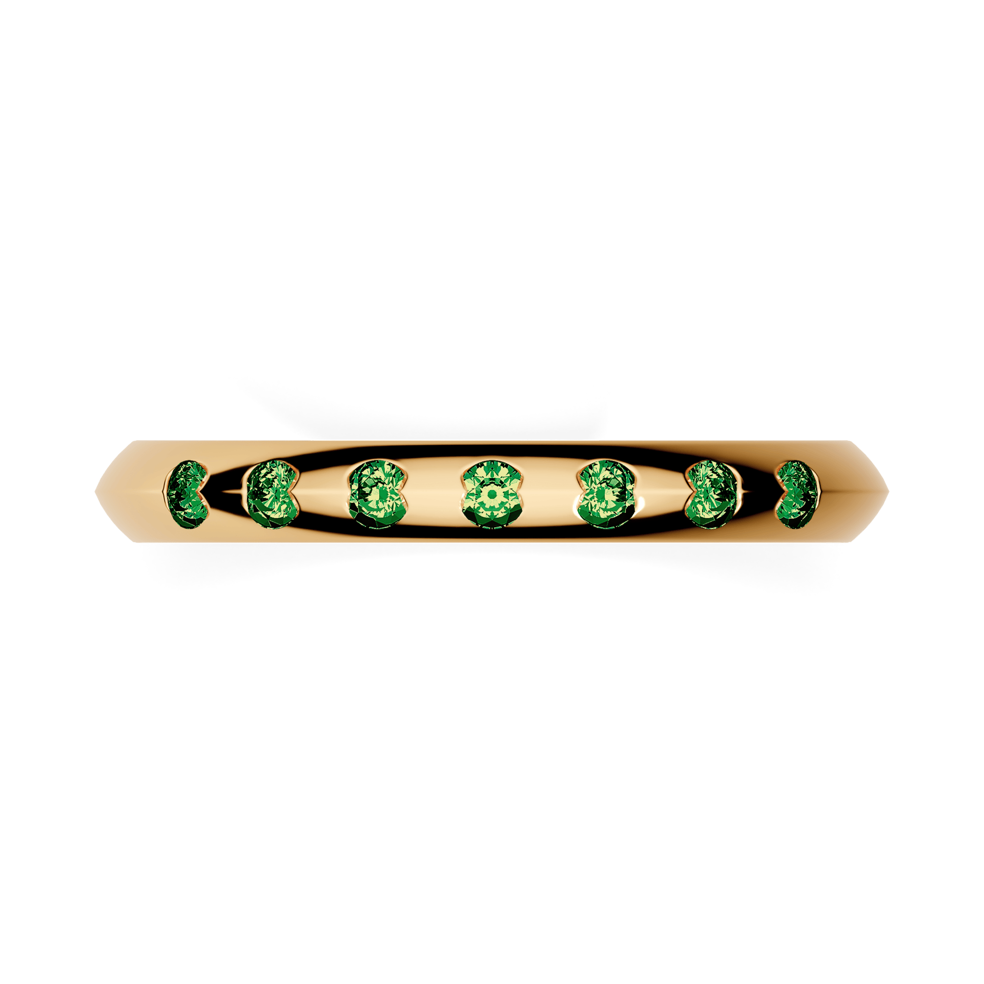 Obraczka z diamentami baby zolte zloto diament lab zielony ciemny 7szt 03