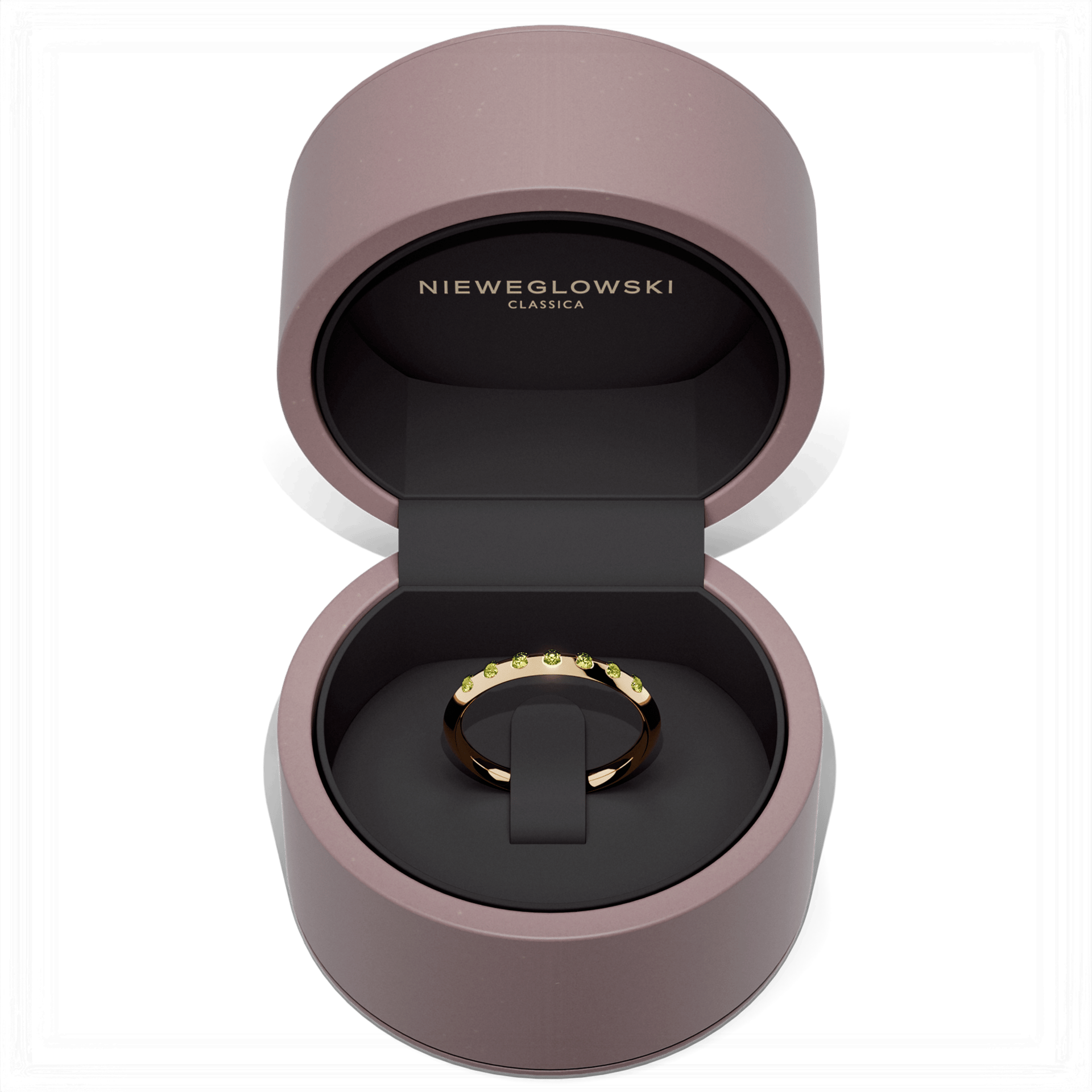 Obraczka z diamentami baby zolte zloto diament lab zielony jasny 7szt 05