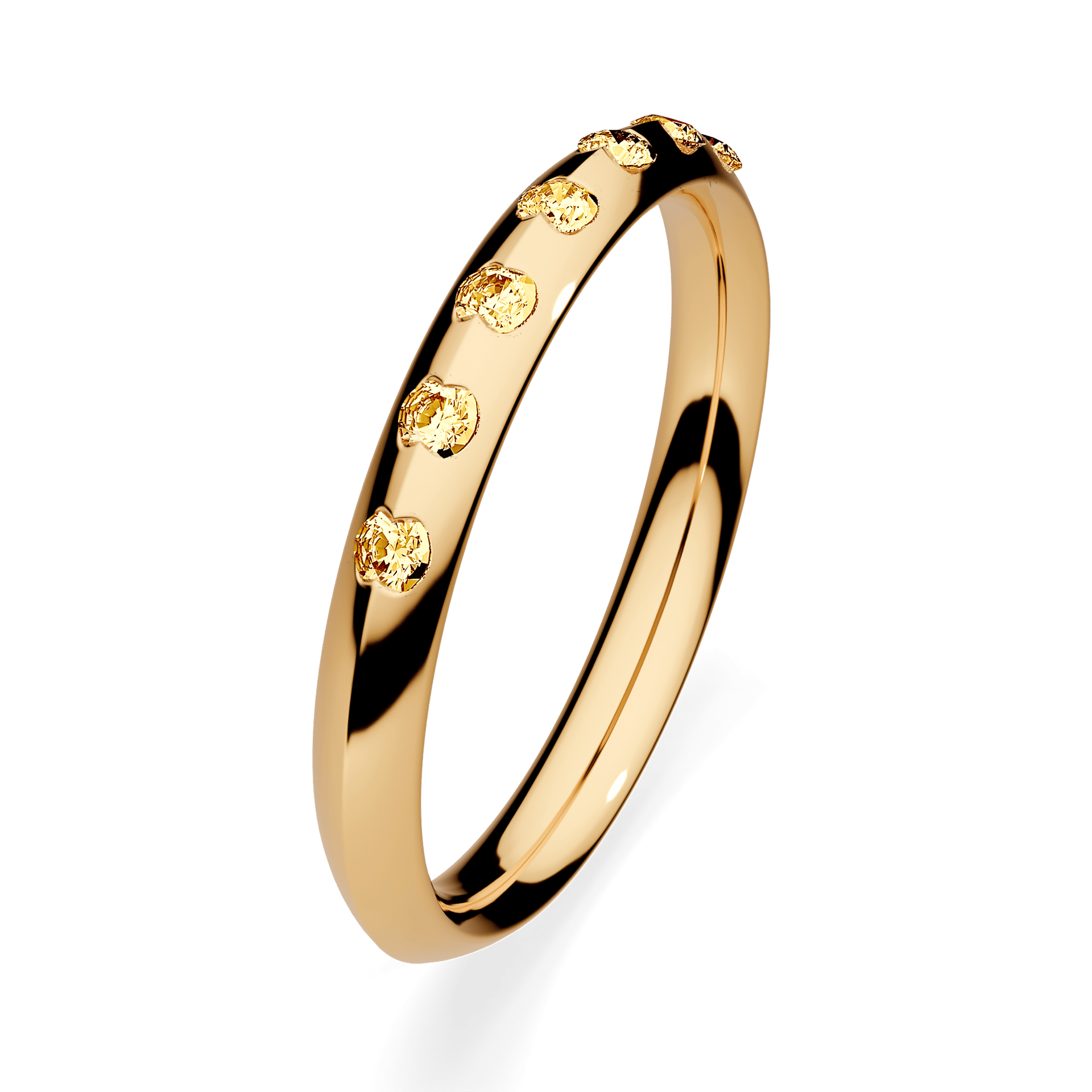 Obrączka z diamentami Baby z żółtego złota 2,5mm z żółtym diamentem laboratoryjnym