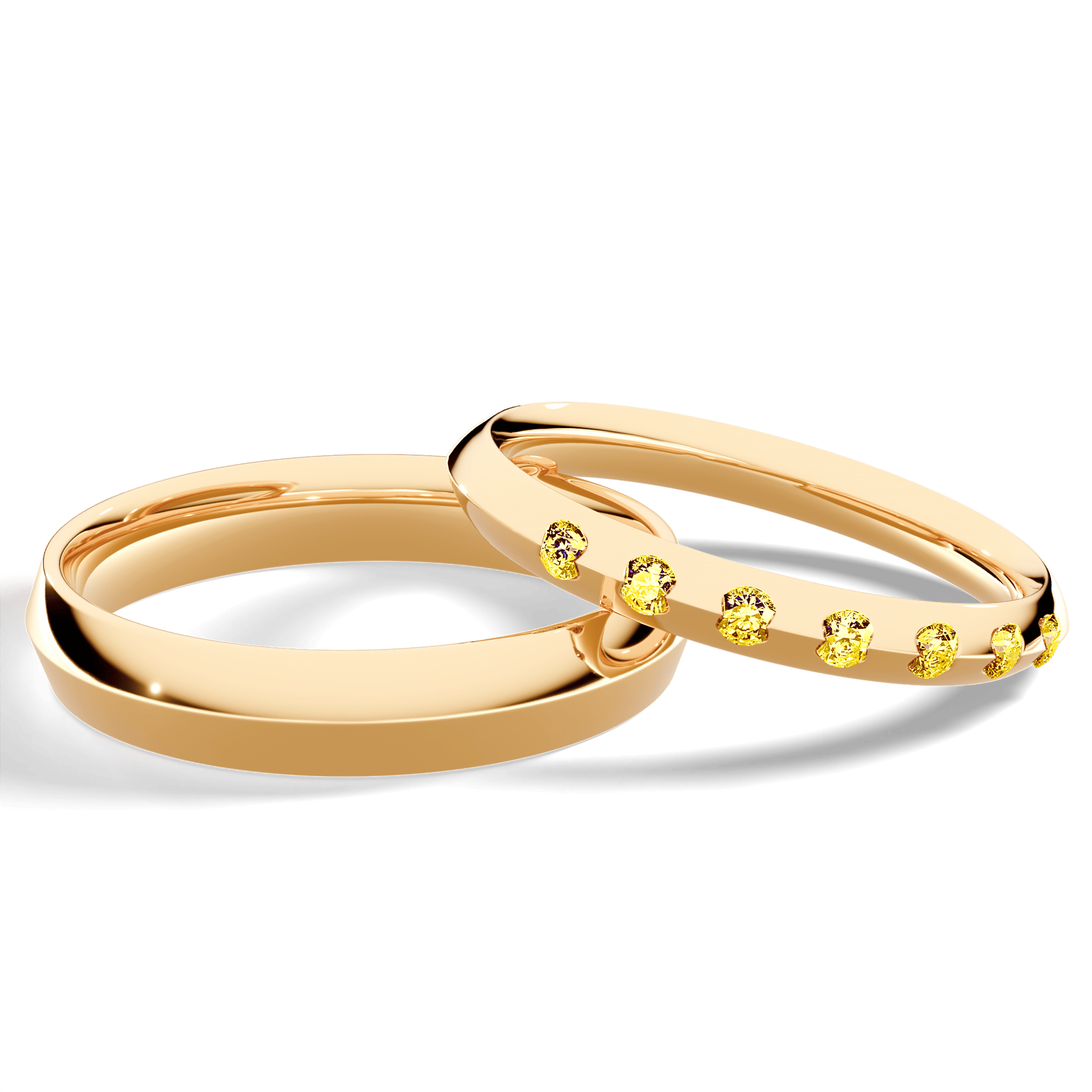 Obrączka z diamentami Baby z żółtego złota 2,5mm z żółtym diamentem laboratoryjnym