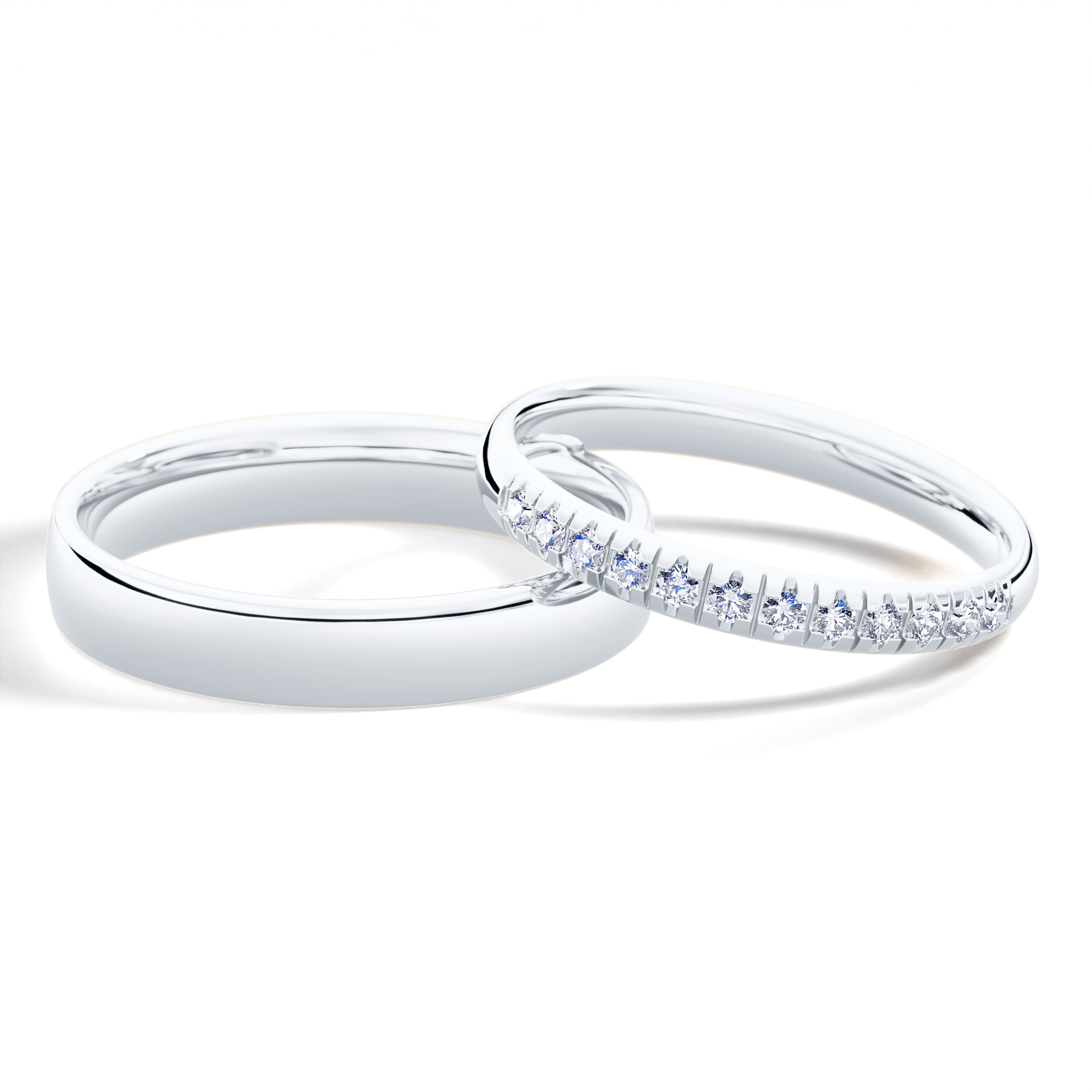 Obrączka z diamentami Sunshine z białego złota 2,5mm z diamentem naturalnym