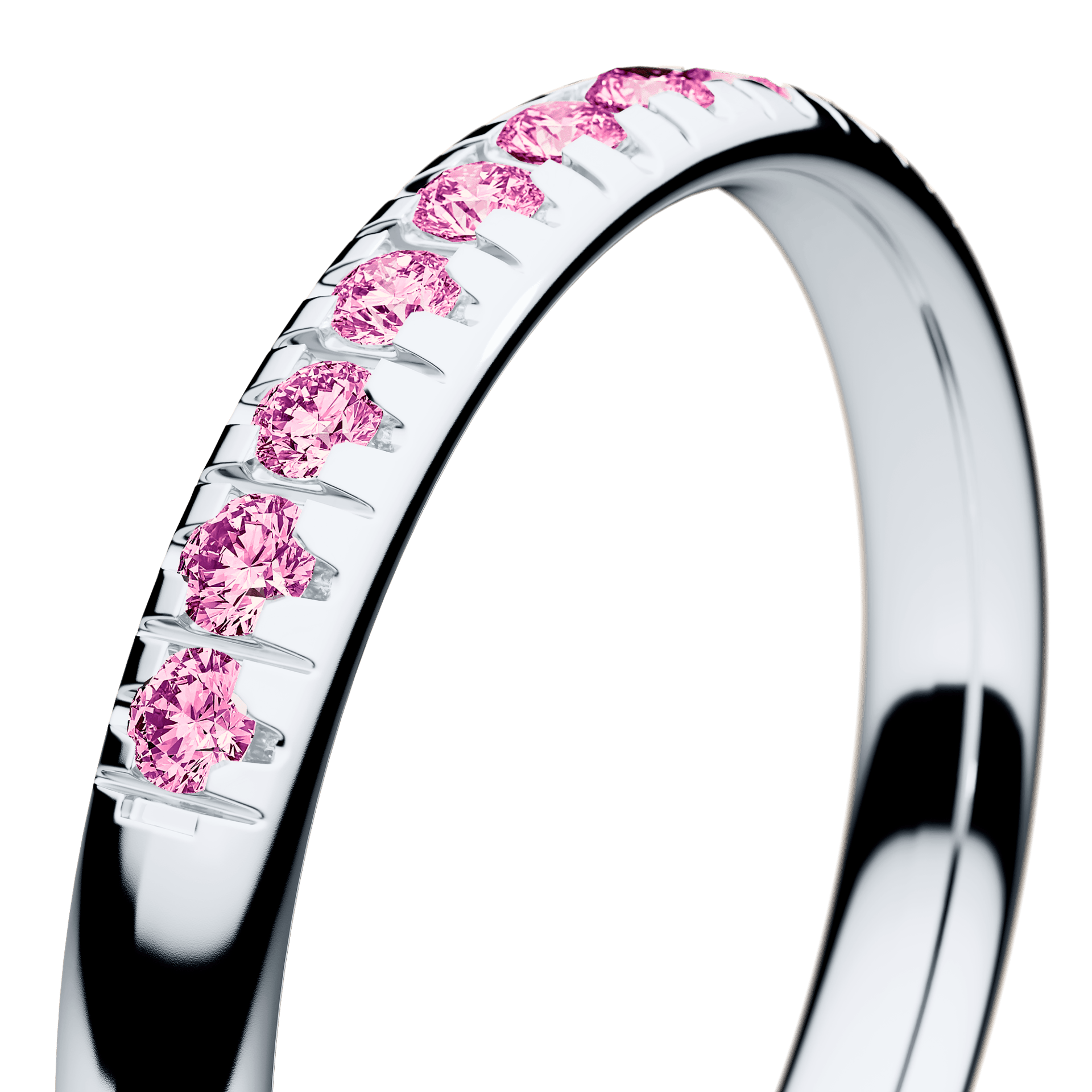 Obrączka z diamentami Sunshine z białego złota 2,5mm z różowym diamentem laboratoryjnym