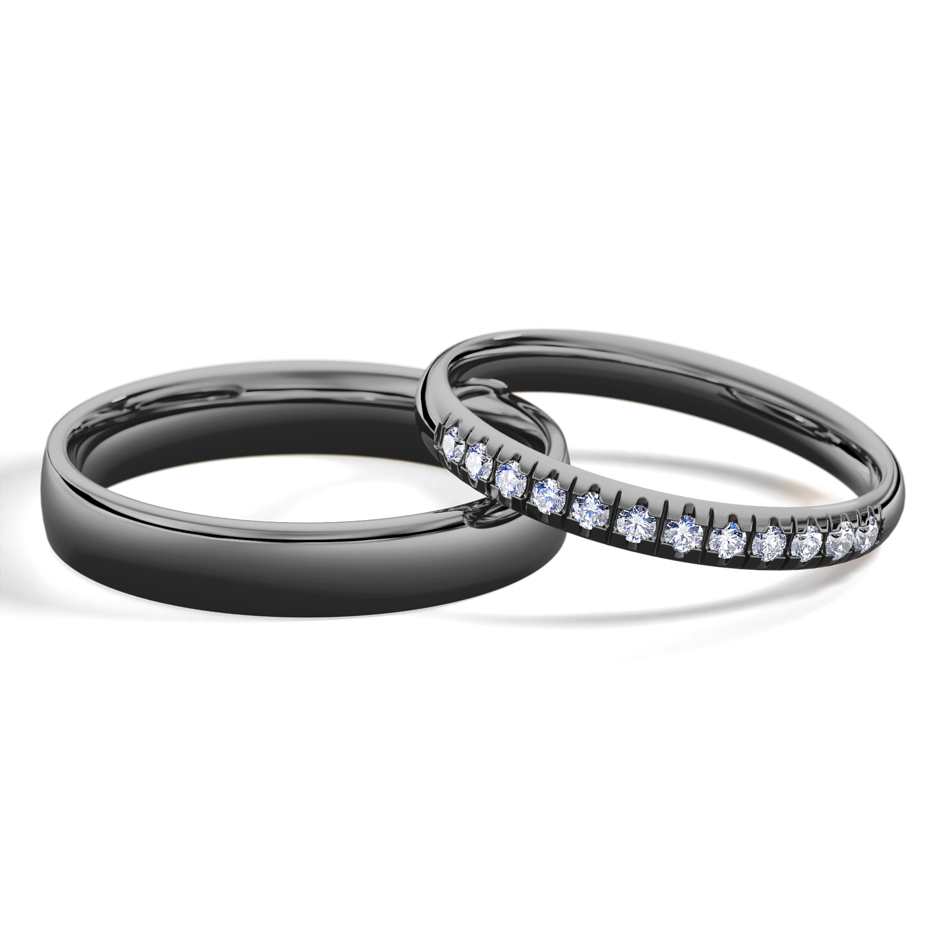 Obrączka z diamentami Sunshine z czarnego złota 2,5mm z diamentem naturalnym