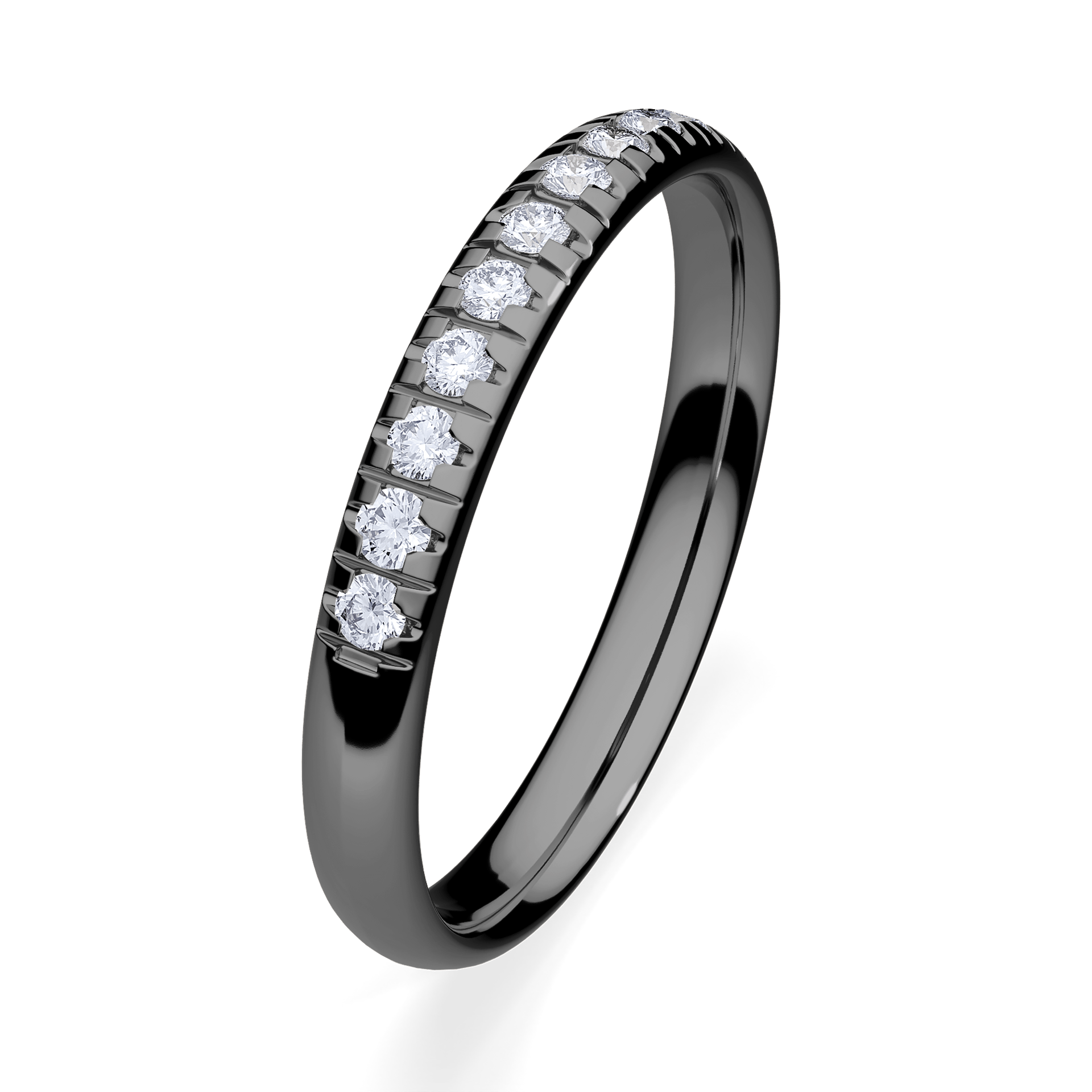Obrączka z diamentami Sunshine z czarnego złota 2,5mm z diamentem laboratoryjnym