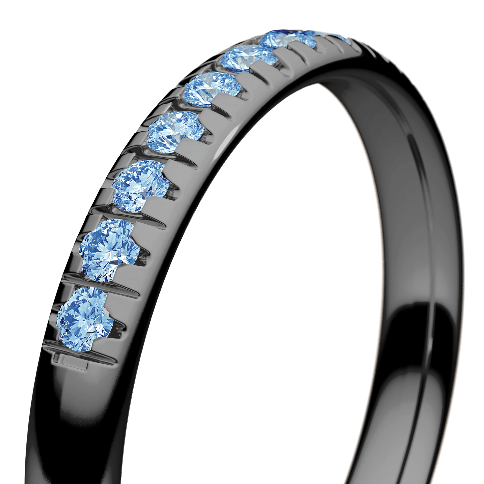 Obrączka z diamentami Sunshine z czarnego złota 2,5mm z niebieskim diamentem laboratoryjnym