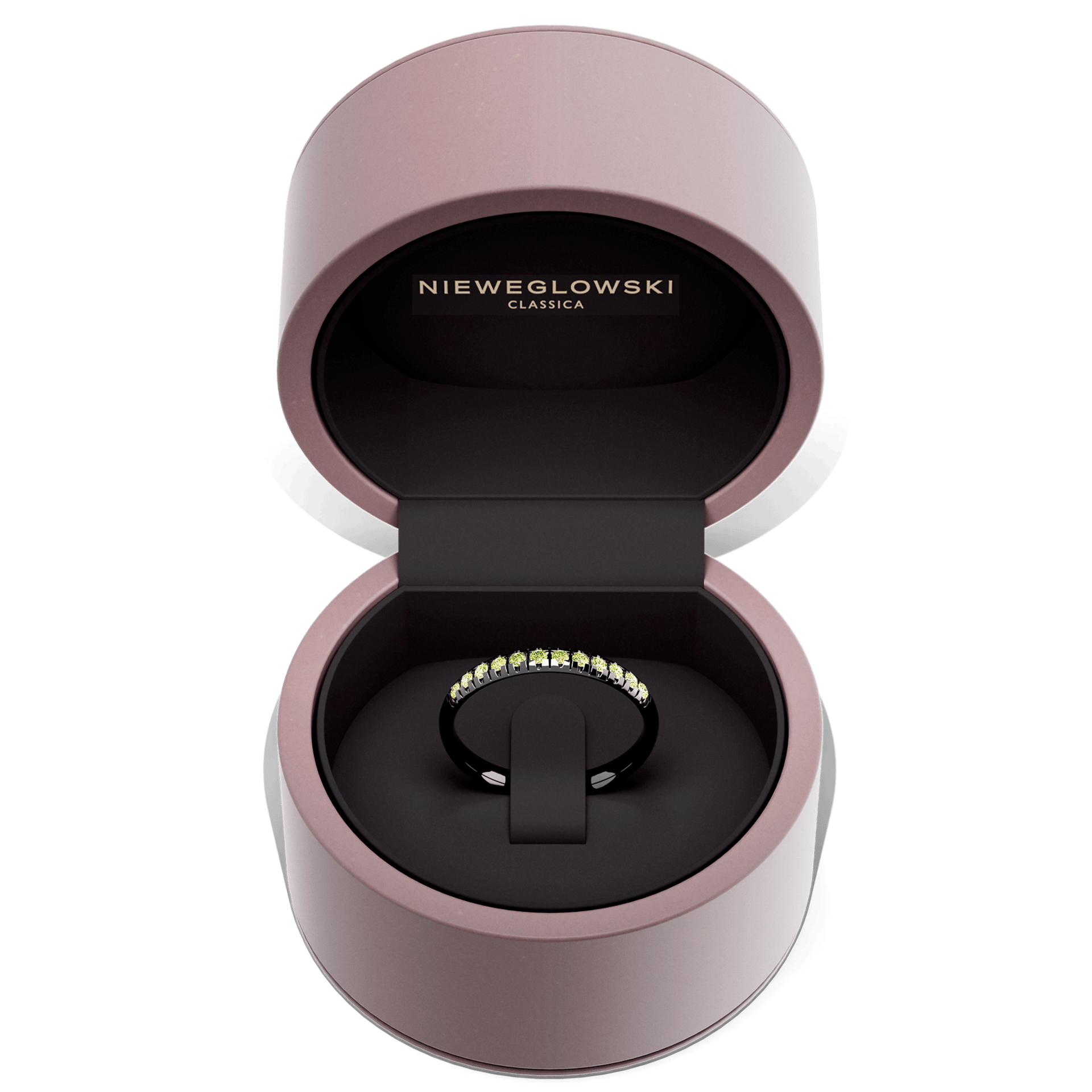 Obraczka z diamentami sunshine czarne zloto diament lab zielony jasny 12szt 05