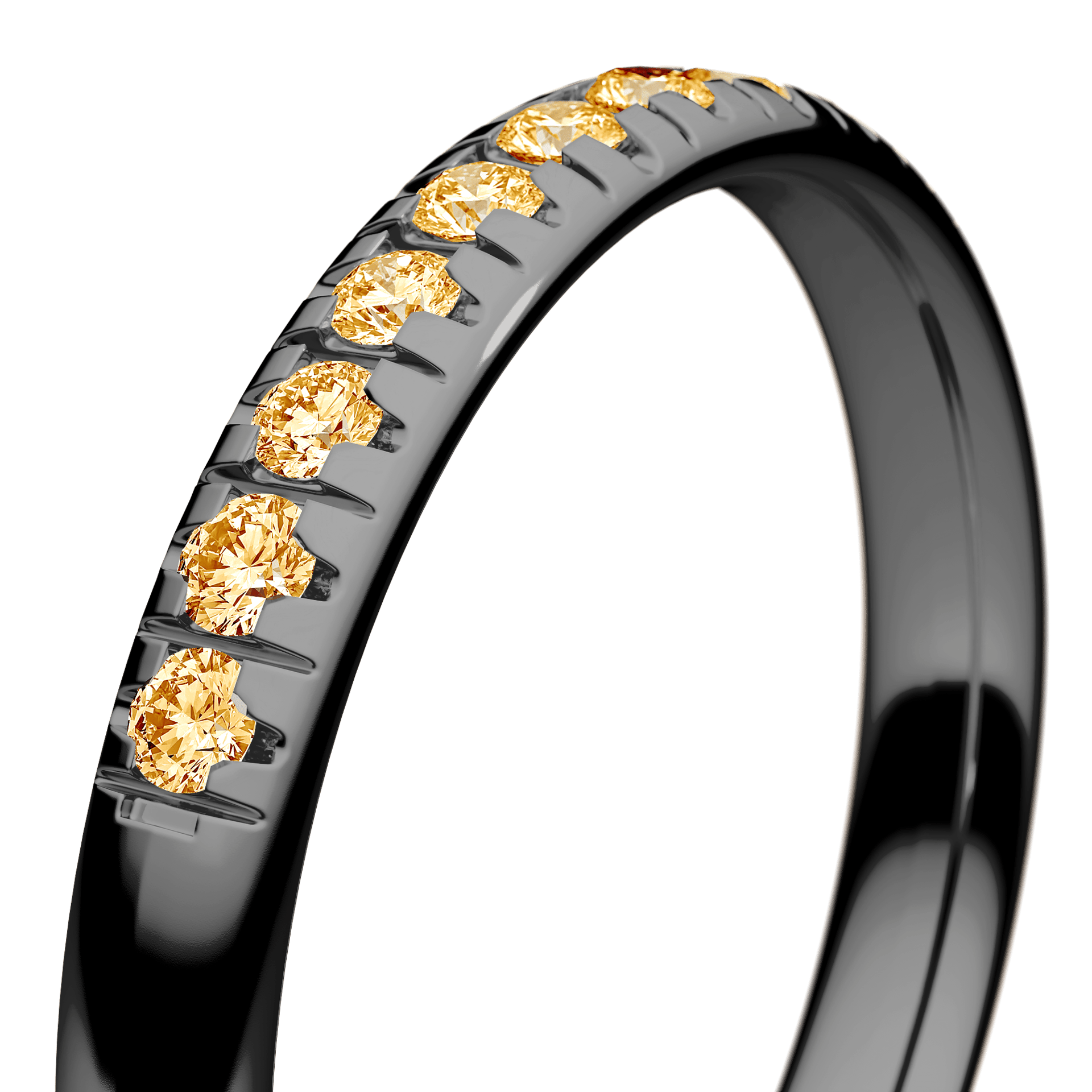 Obrączka z diamentami Sunshine z czarnego złota 2,5mm z żółtym diamentem laboratoryjnym