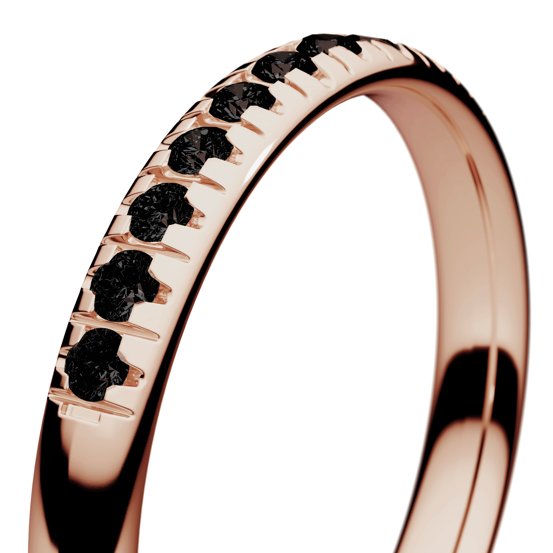 Obrączka z diamentami Sunshine z różowego złota 2,5mm z czarnym diamentem laboratoryjnym