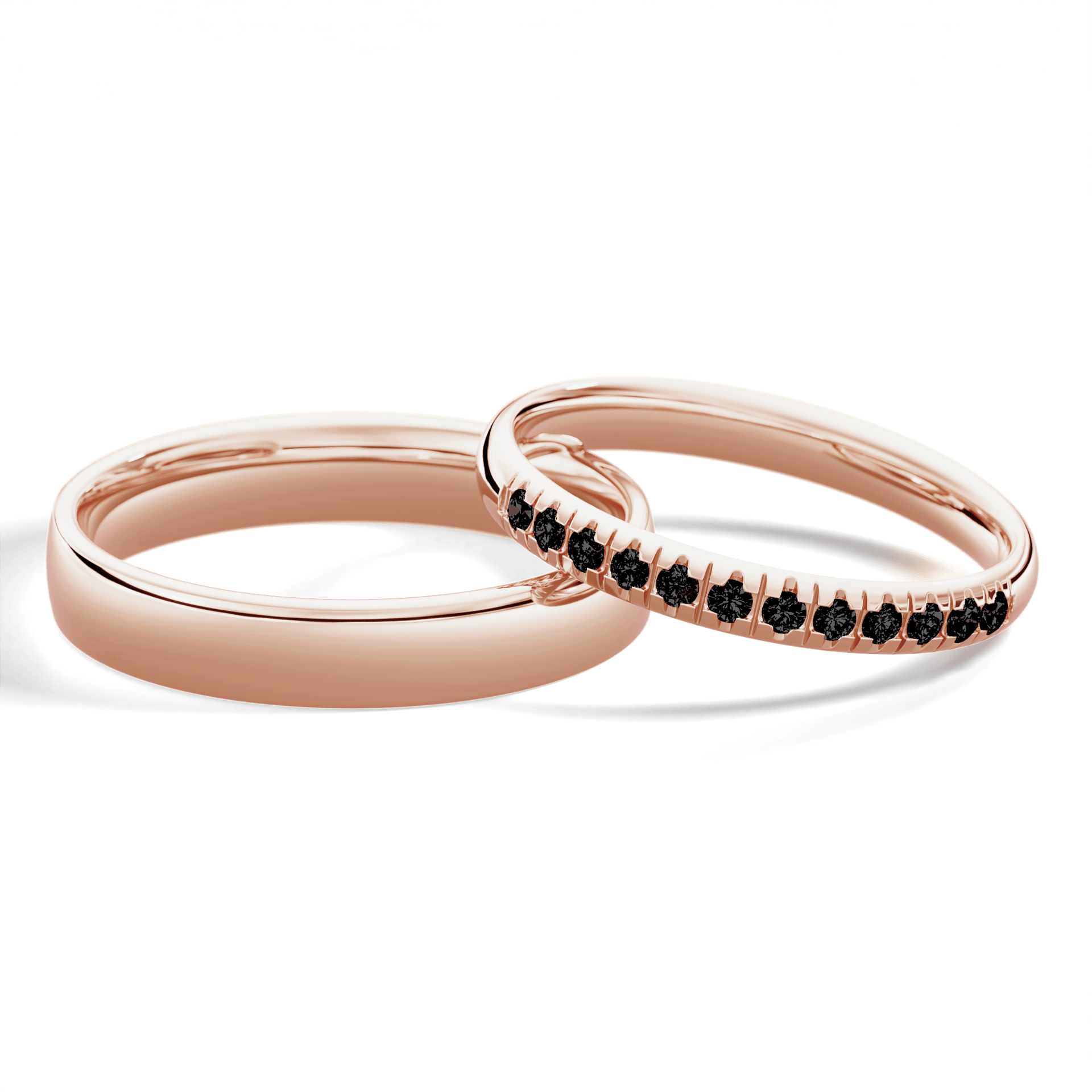 Obrączka z diamentami Sunshine z różowego złota 2,5mm z czarnym diamentem laboratoryjnym