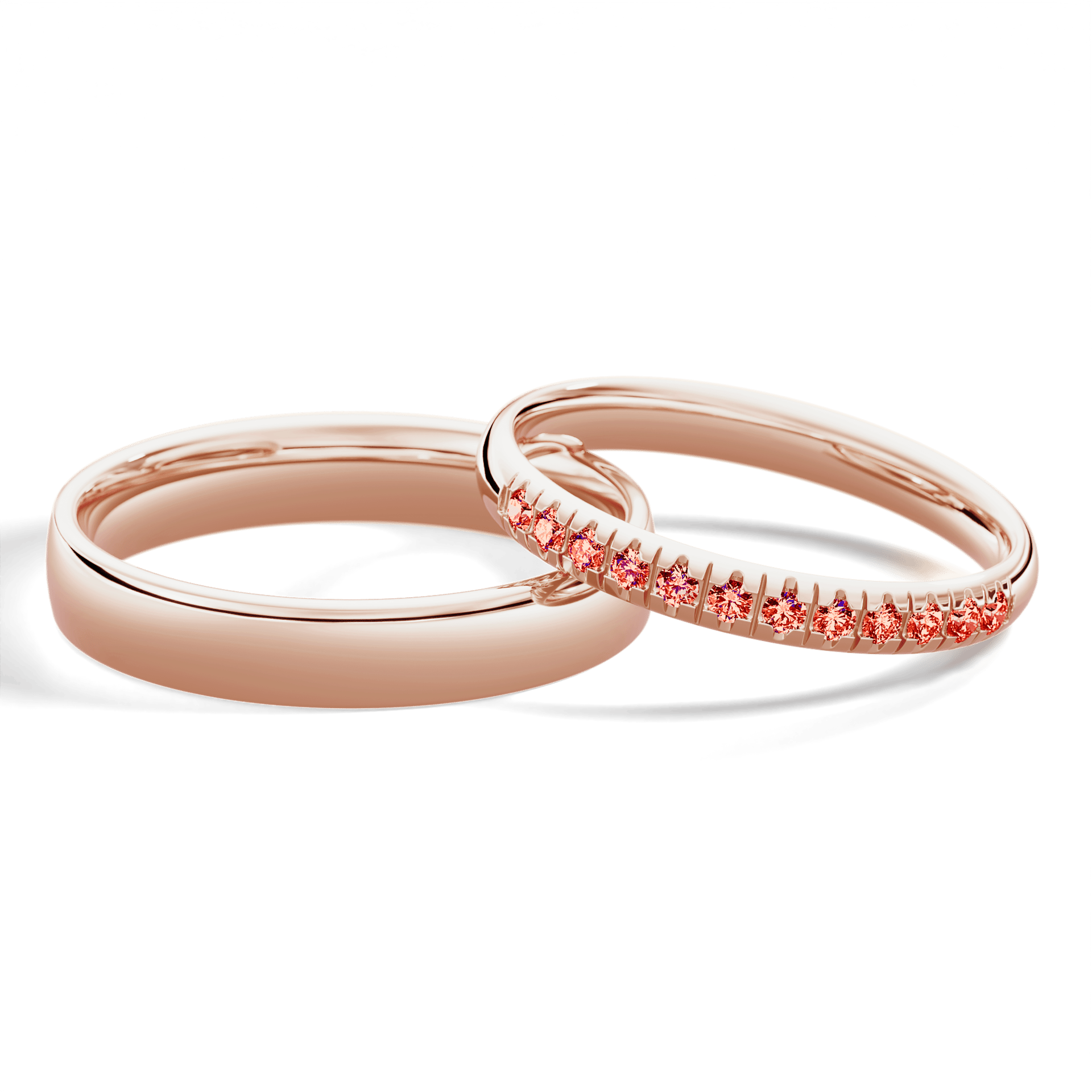 Obrączka z diamentami Sunshine z różowego złota 2,5mm z czerwonym diamentem laboratoryjnym