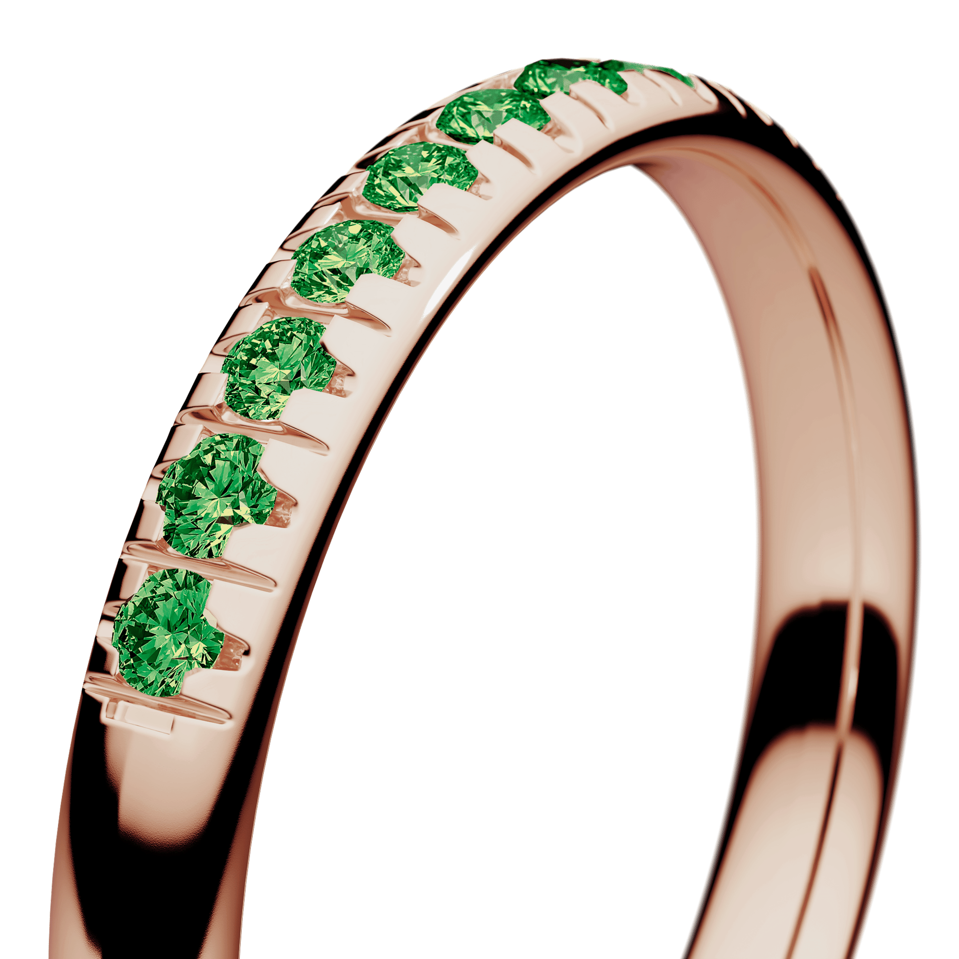 Obrączka z diamentami Sunshine z różowego złota 2,5mm z ciemnym zielonym diamentem laboratoryjnym