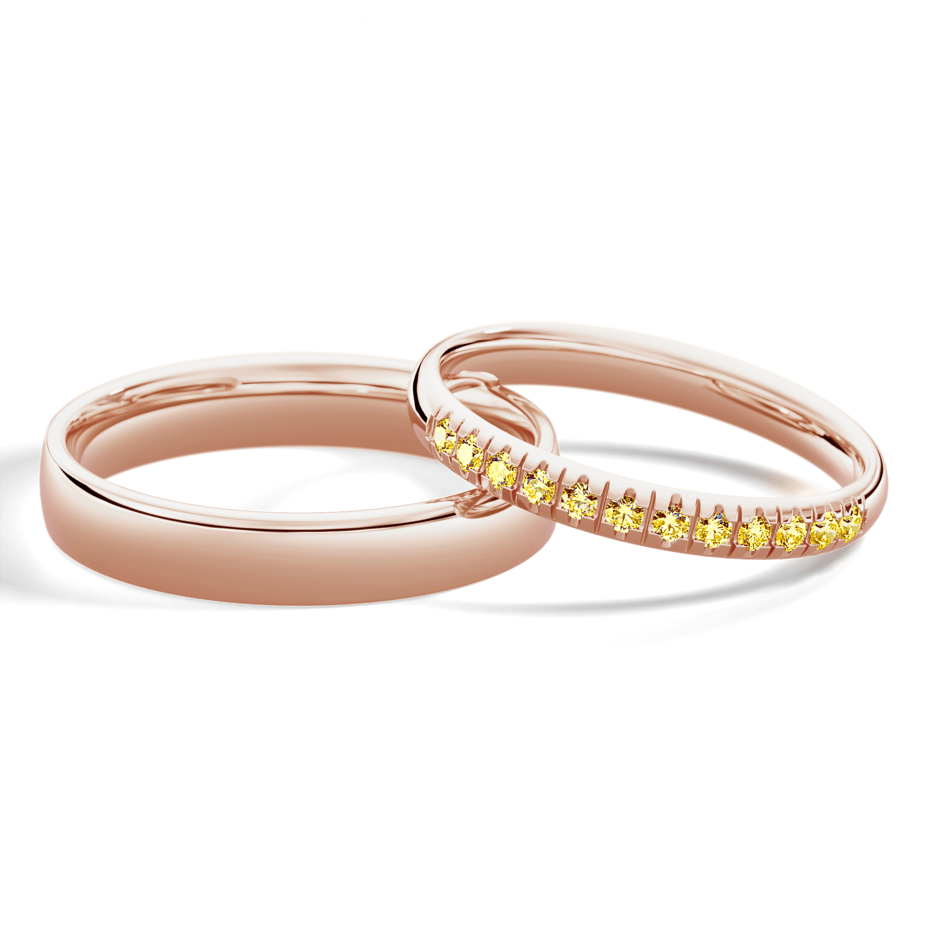 Obrączka z diamentami Sunshine z różowego złota 2,5mm z żółtym diamentem laboratoryjnym