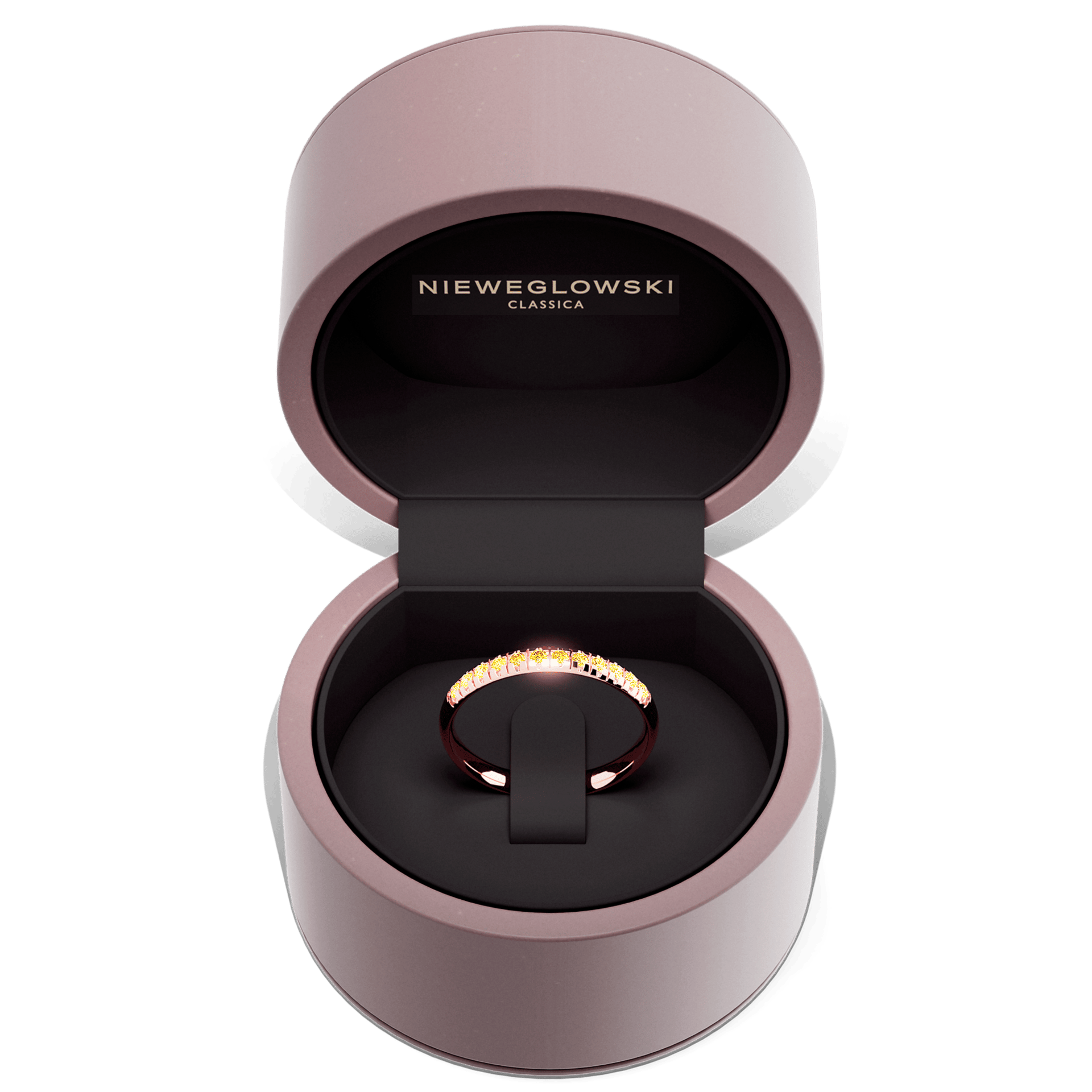 Obraczka z diamentami sunshine rozowe zloto diament lab zolty 12szt 05