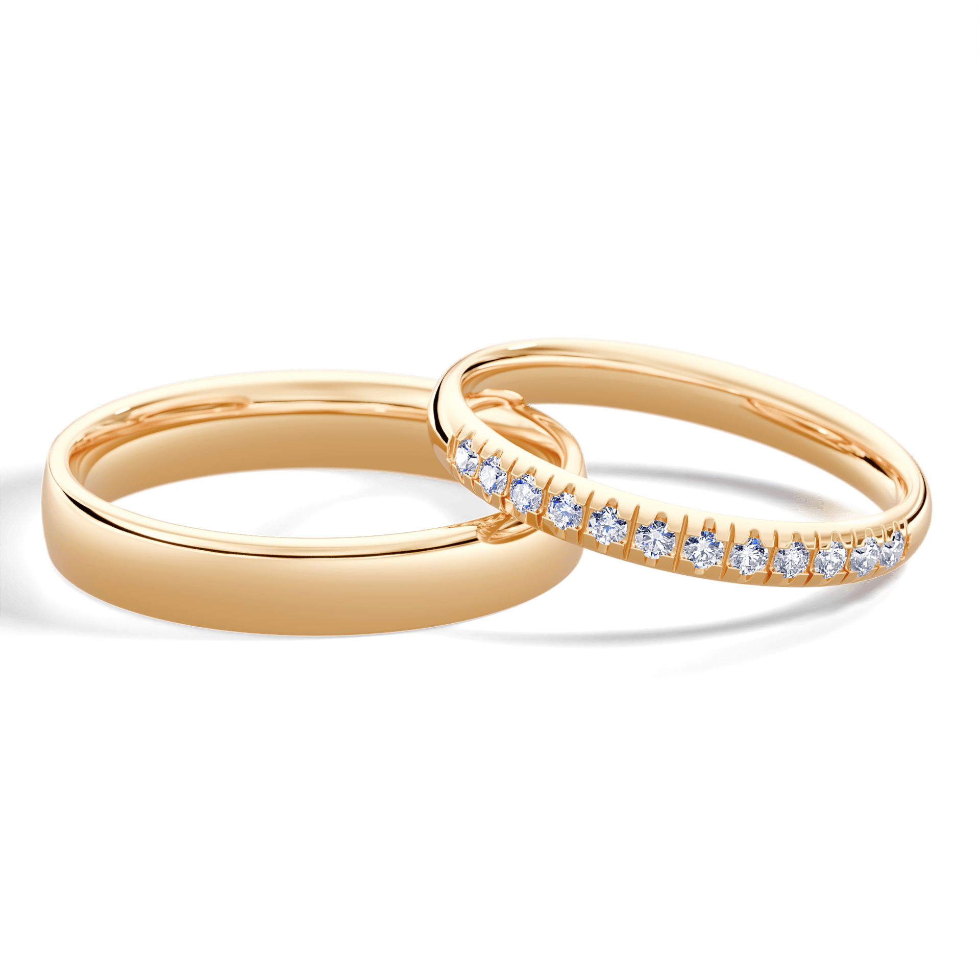 Obrączka z diamentami Sunshine z żółtego złota 2,5mm z diamentem laboratoryjnym