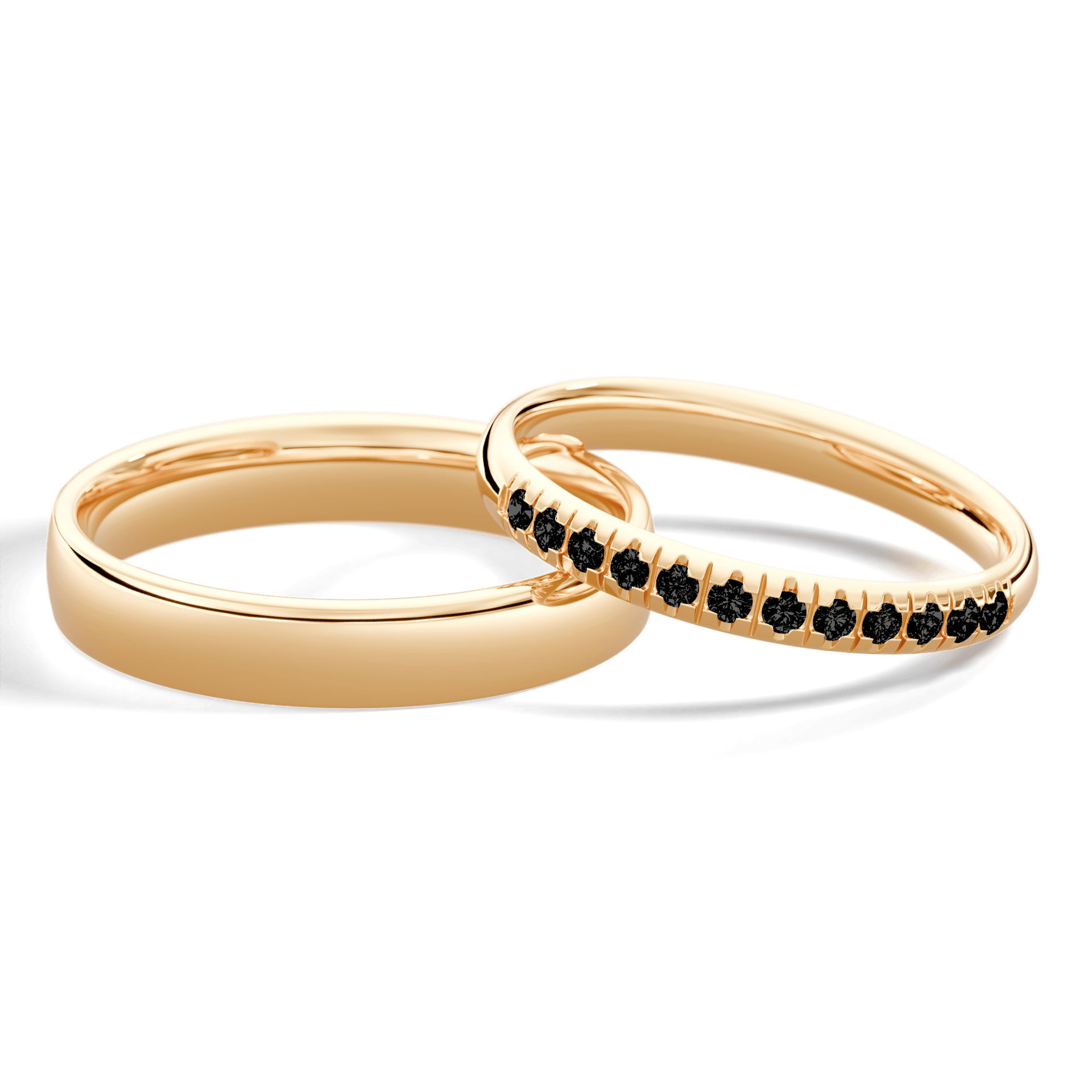 Obrączka z diamentami Sunshine z żółtego złota 2,5mm z czarnym diamentem laboratoryjnym