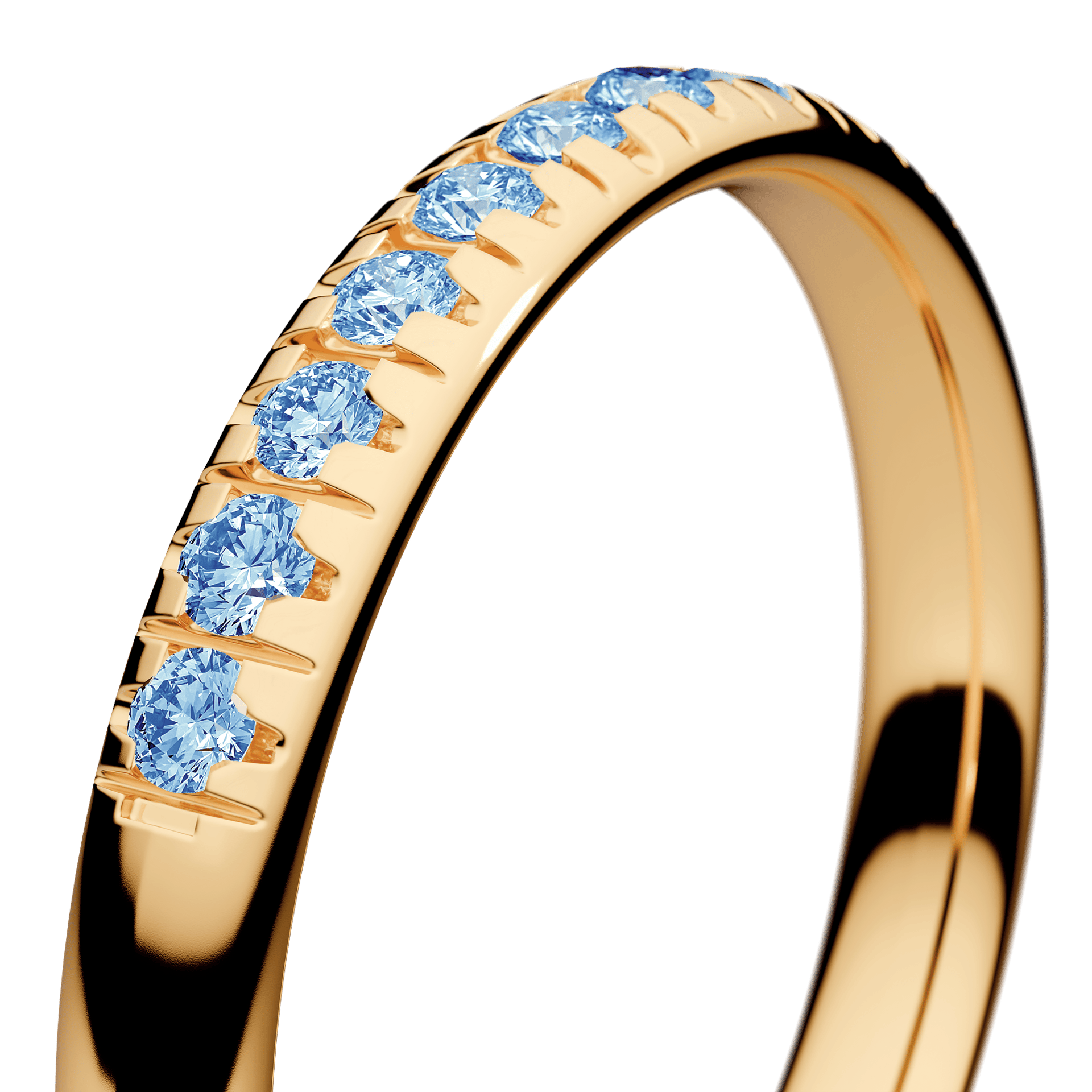 Obrączka z diamentami Sunshine z żółtego złota 2,5mm z niebieskim diamentem laboratoryjnym