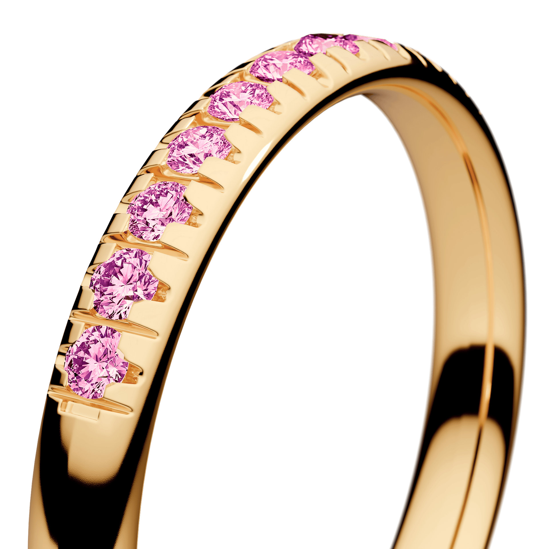 Obrączka z diamentami Sunshine z żółtego złota 2,5mm z różowym diamentem laboratoryjnym