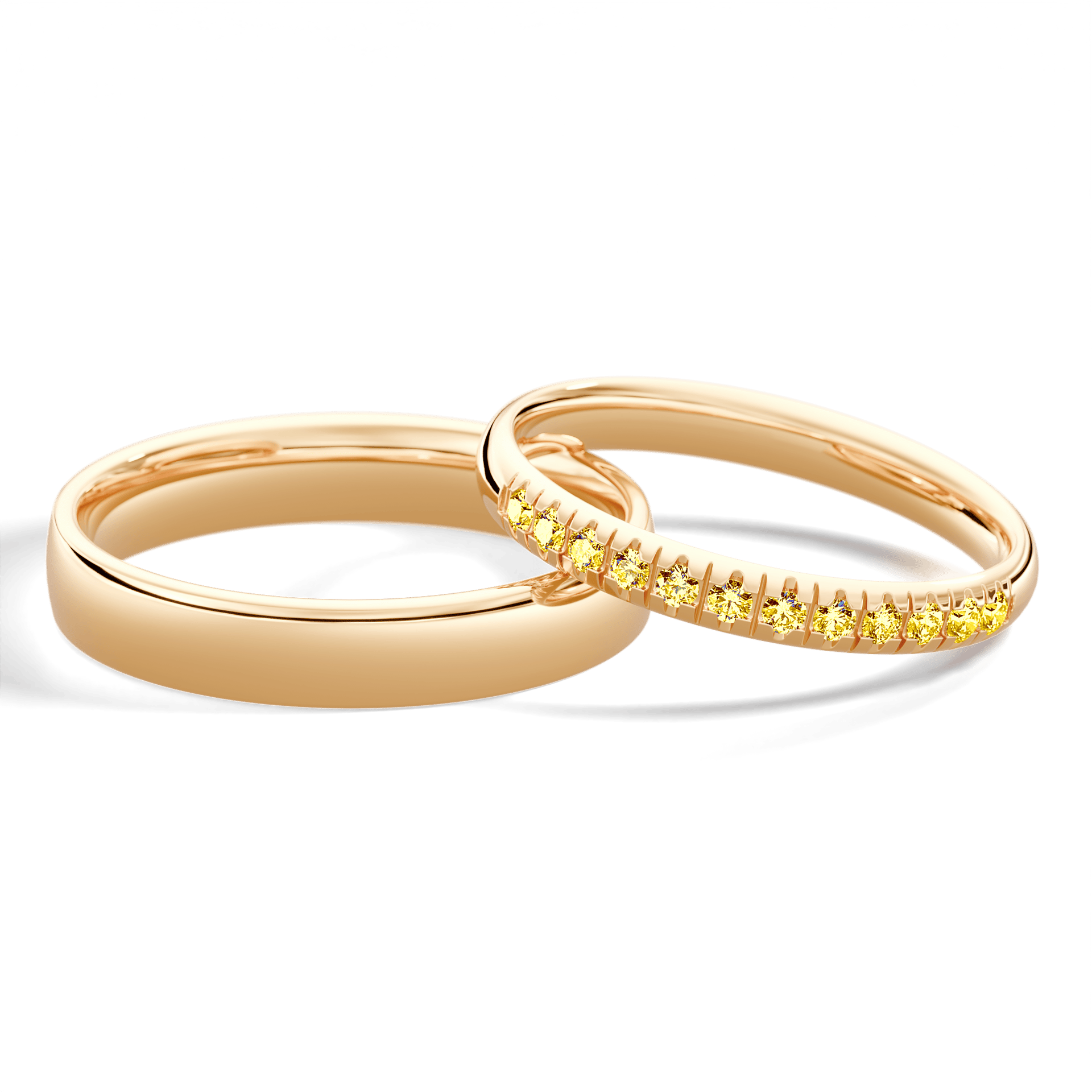 Obrączka z diamentami Sunshine z żółtego złota 2,5mm z żółtym diamentem laboratoryjnym
