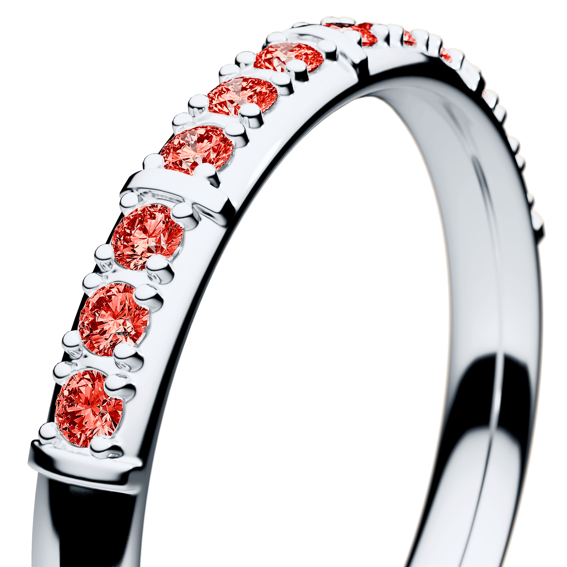 Obrączka z diamentami Beauty z białego złota 2,5mm z czerwonym diamentem laboratoryjnym